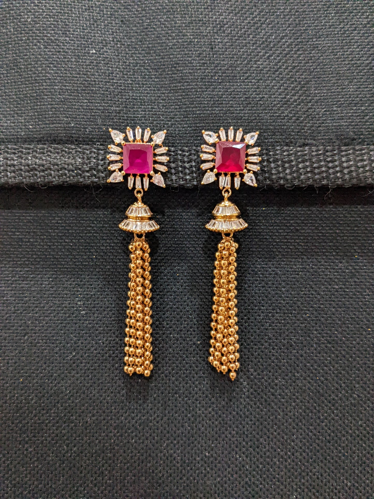 CZ Designer Tassel Long Jhumka earrings