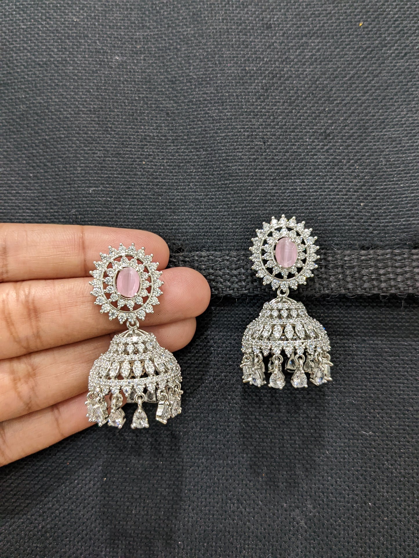 5 color changing CZ Jhumka earrings