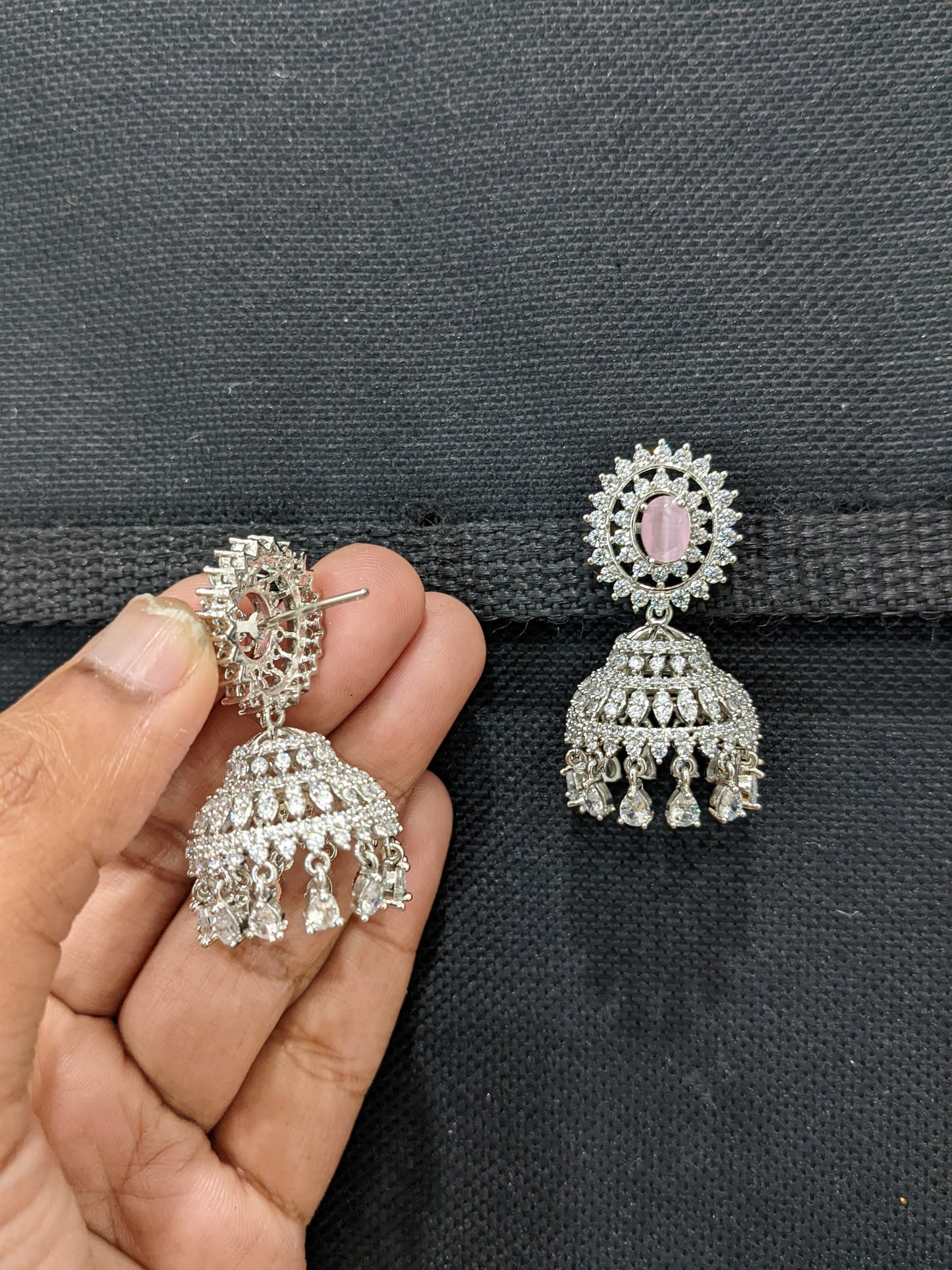 5 color changing CZ Jhumka earrings