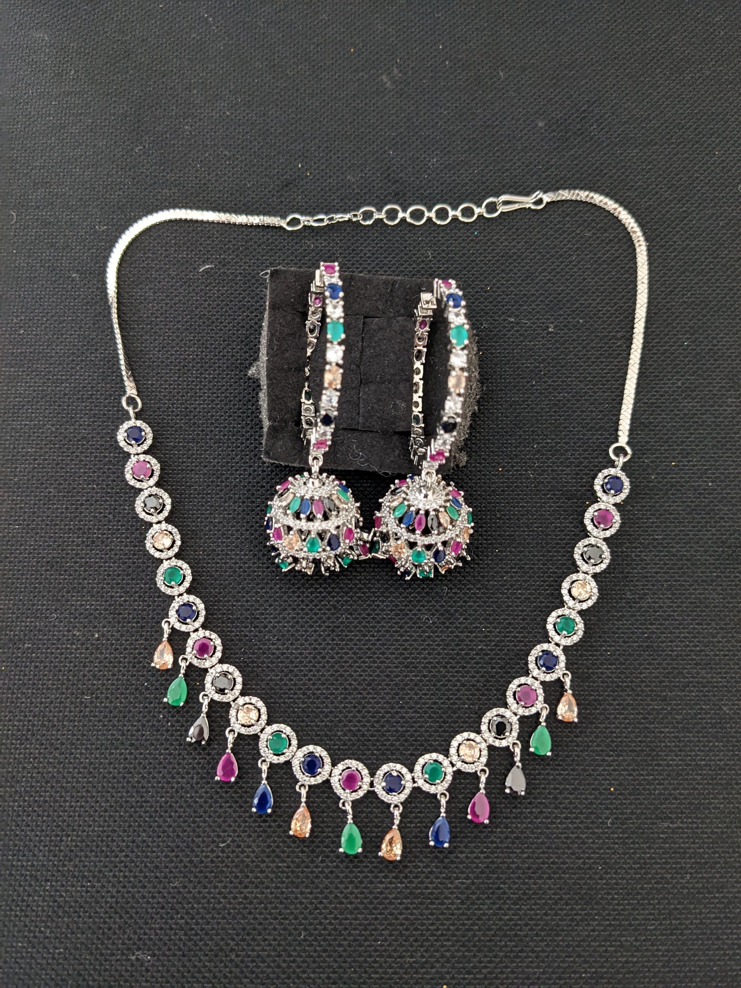 Diamond look alike Choker Necklace set - Design 1