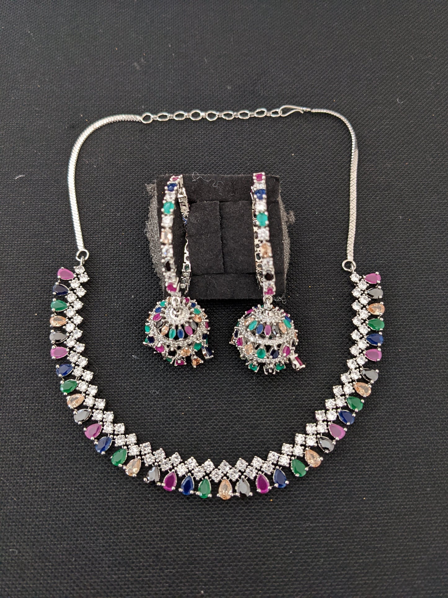 Diamond look alike Choker Necklace set - Design 2