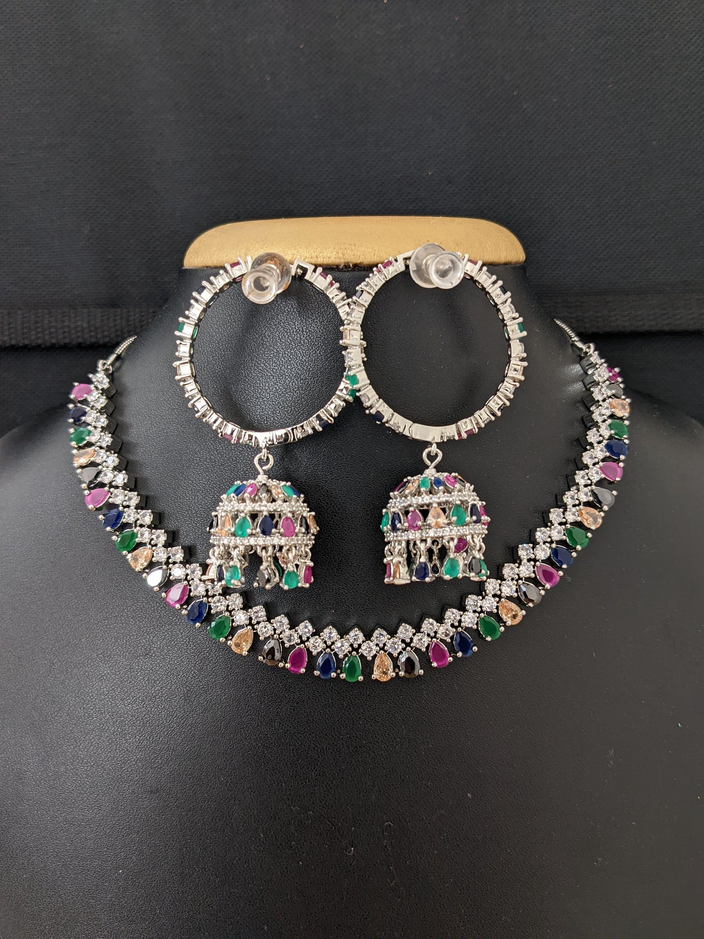 Diamond look alike Choker Necklace set - Design 2