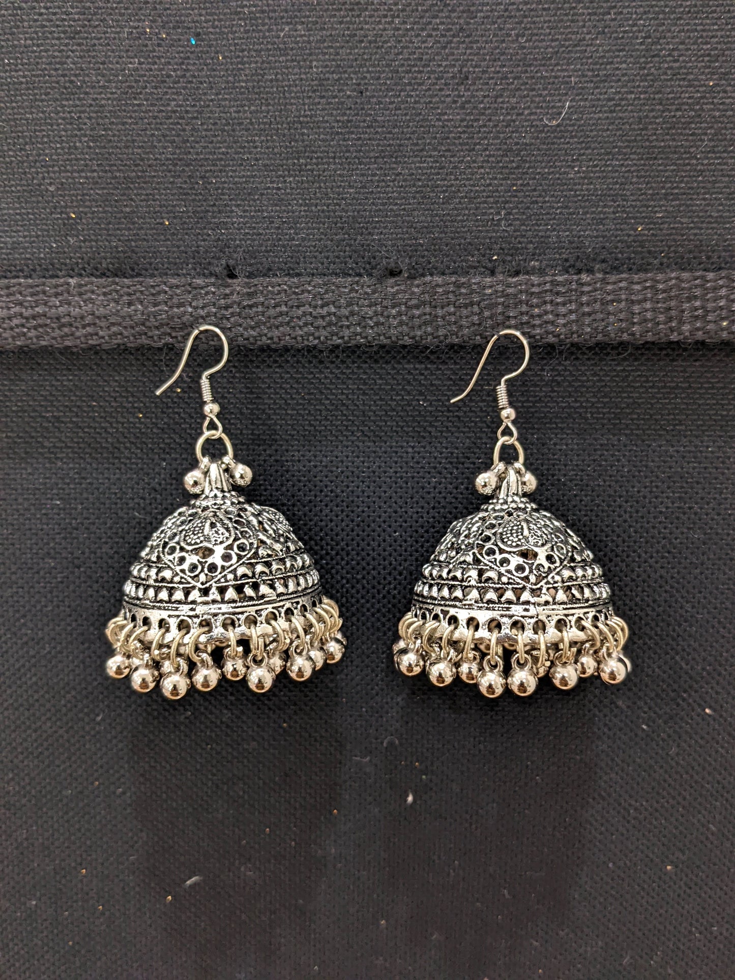 Oxidized Silver Large Jhumka Hook Earrings - 2 designs