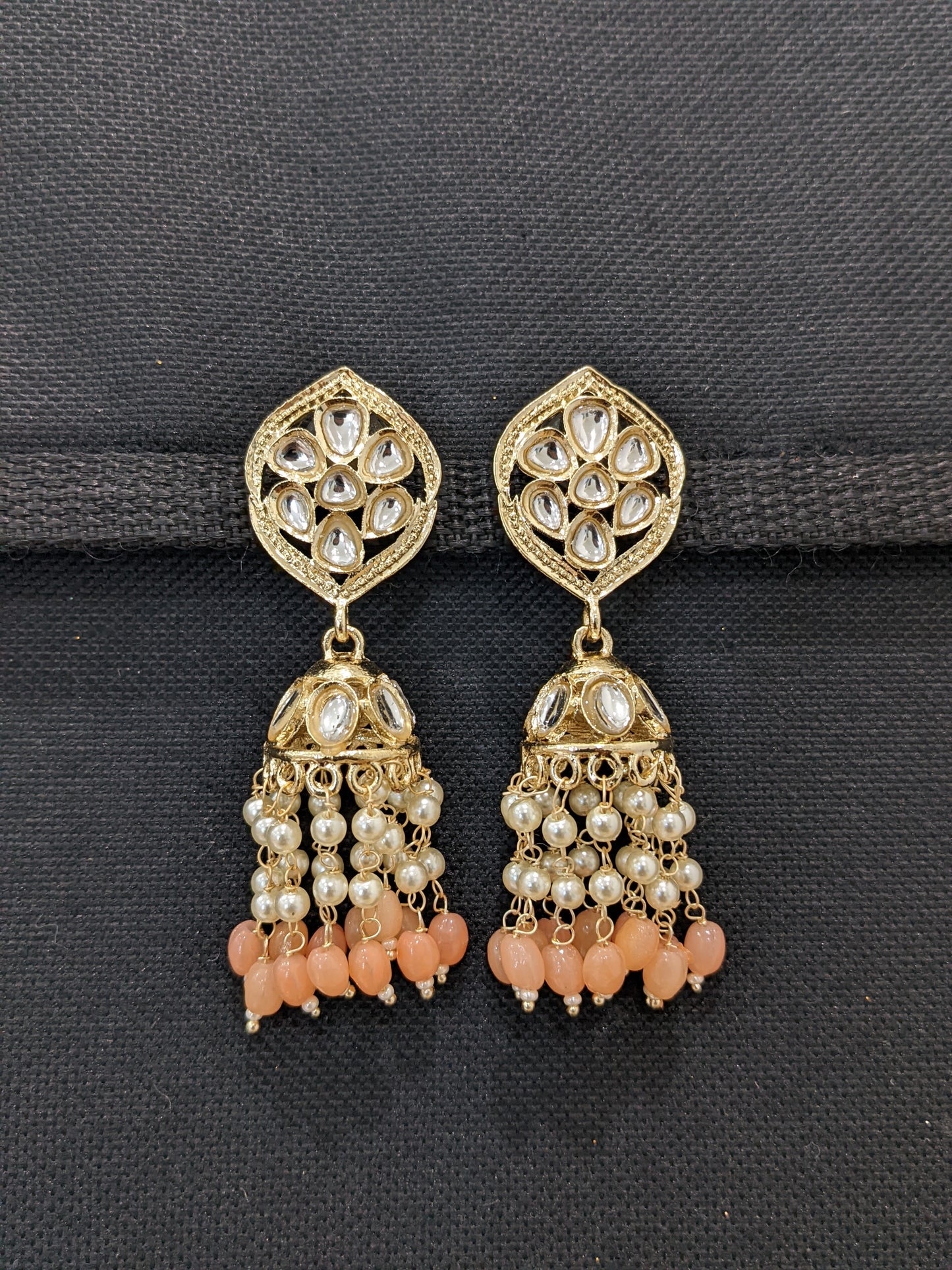 Pearl tassel Kundan Dangle Jhumka Earrings