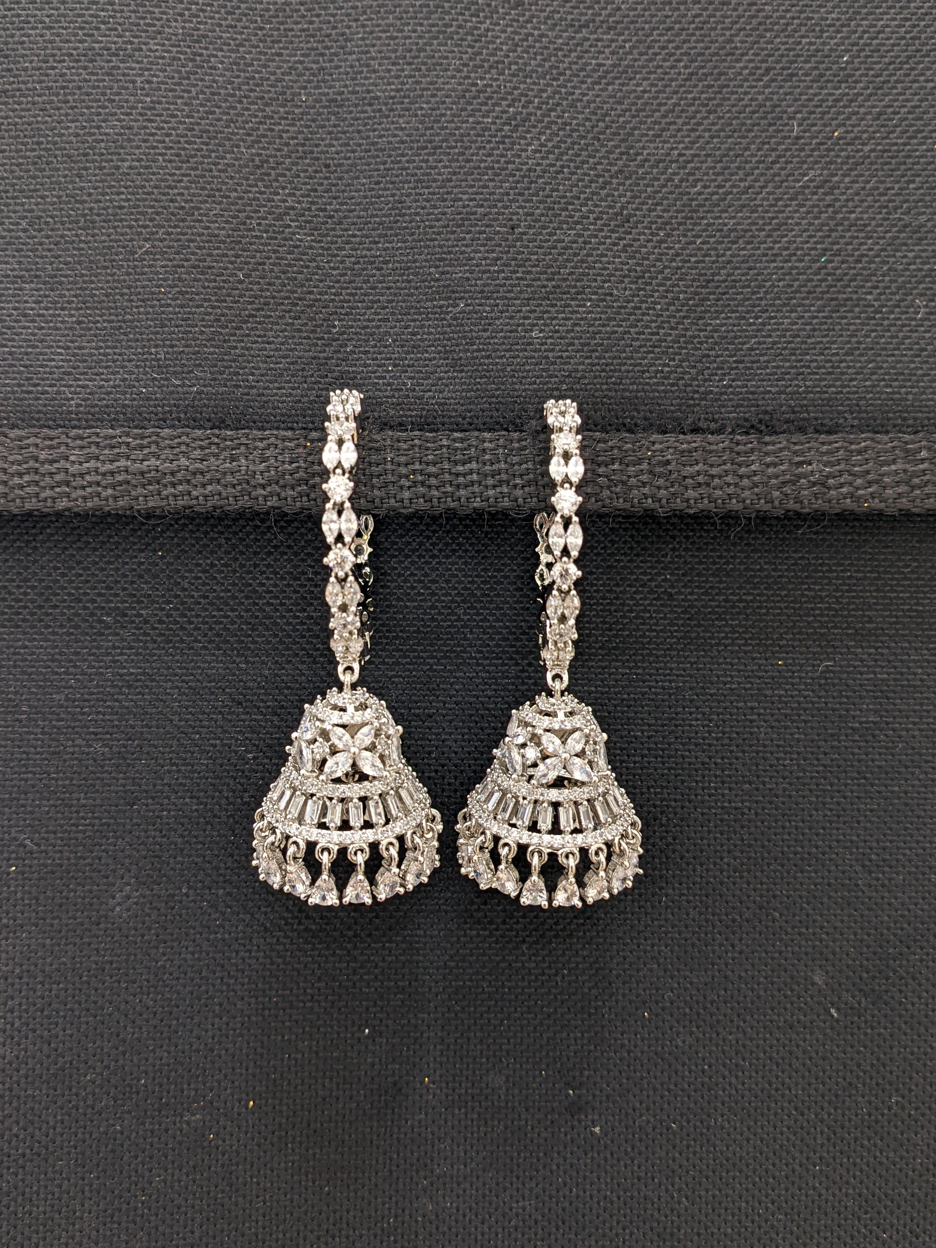 Cz jewelry loop jhumkha popular earrings . White stone