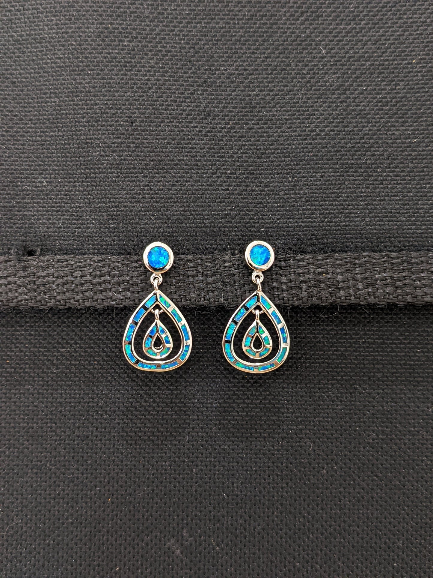 Blue opal double tear drop Earrings - Simpliful