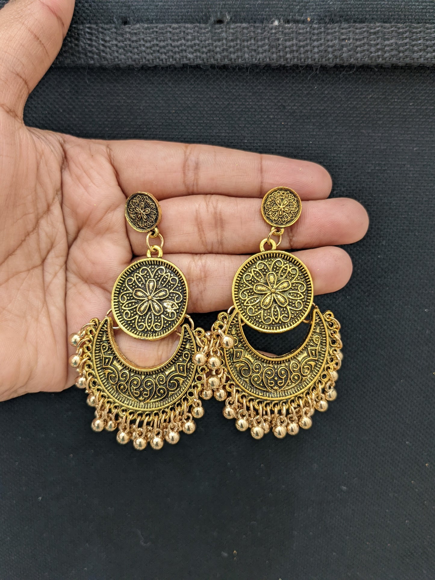 Antique gold Funky Chandelier Earrings