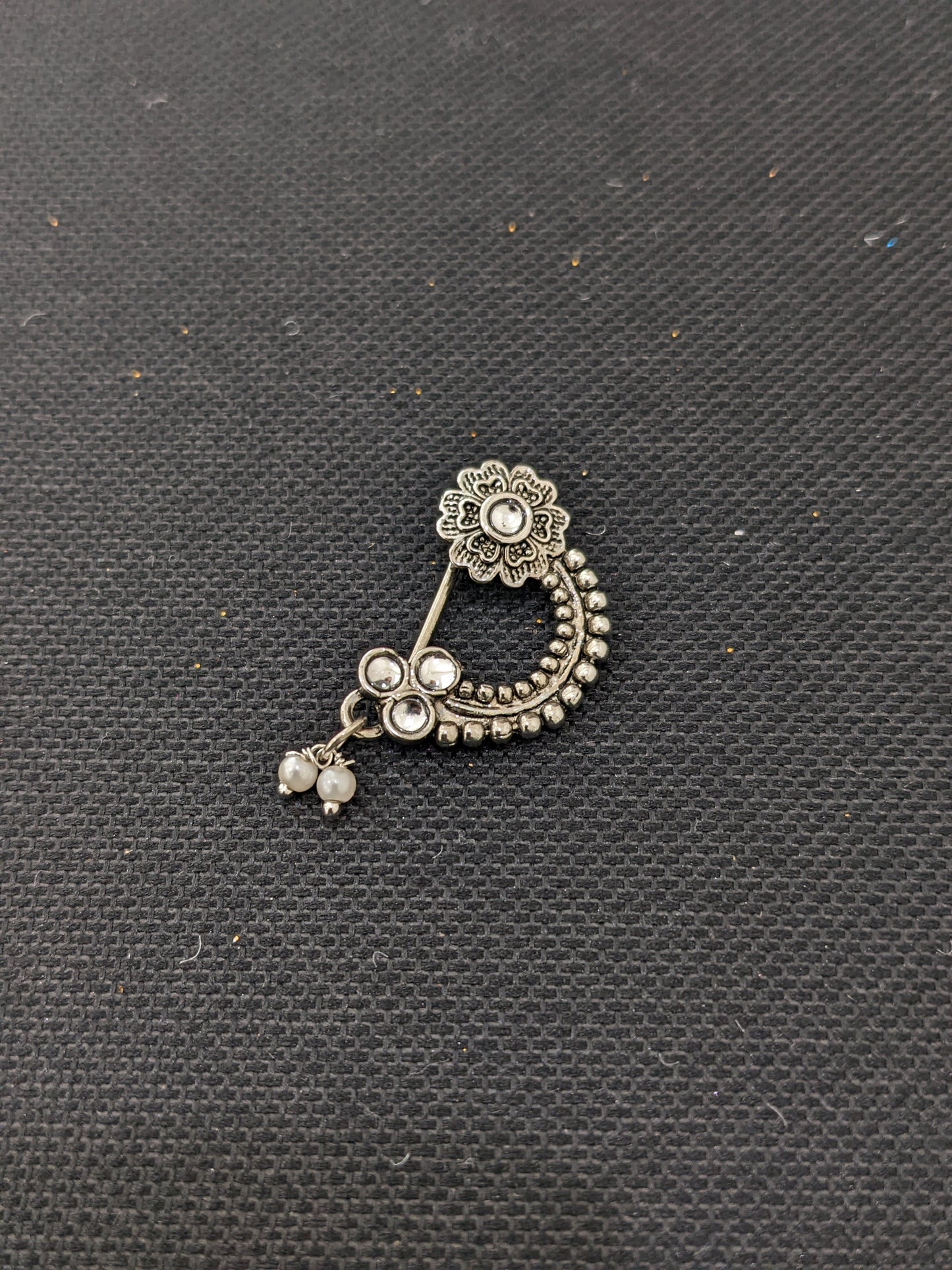 Oxidized silver Medium size clip on Nose Pin