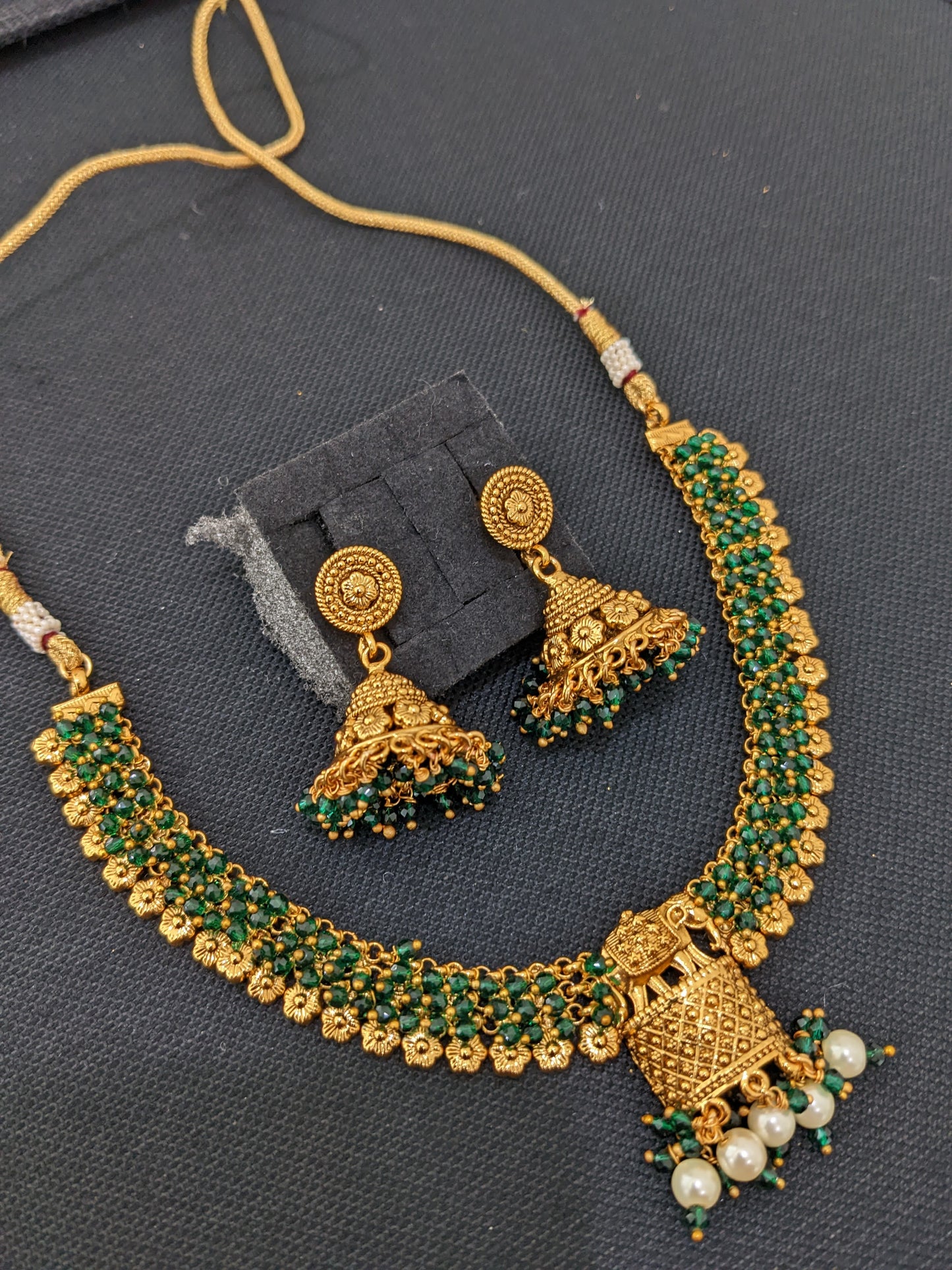 Elephant design beaded Choker Necklace and Earrings set