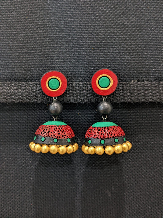 Terracotta Colorful Jhumka Earrings