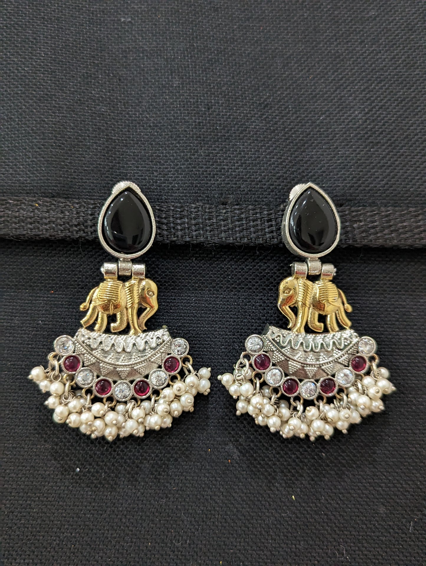 Dual tone German Silver Elephant Earrings