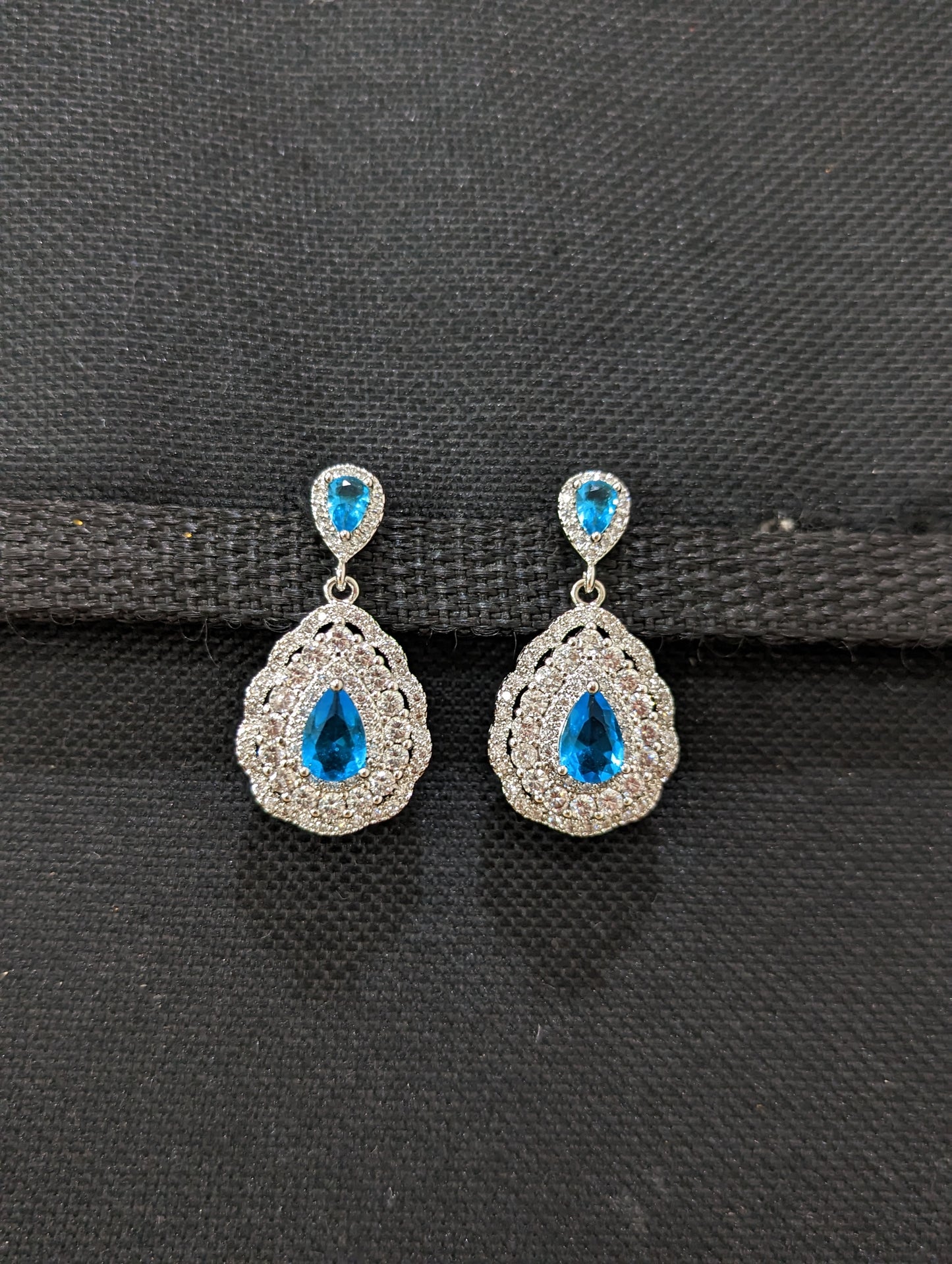 Teardrop design Sparkling CZ earrings