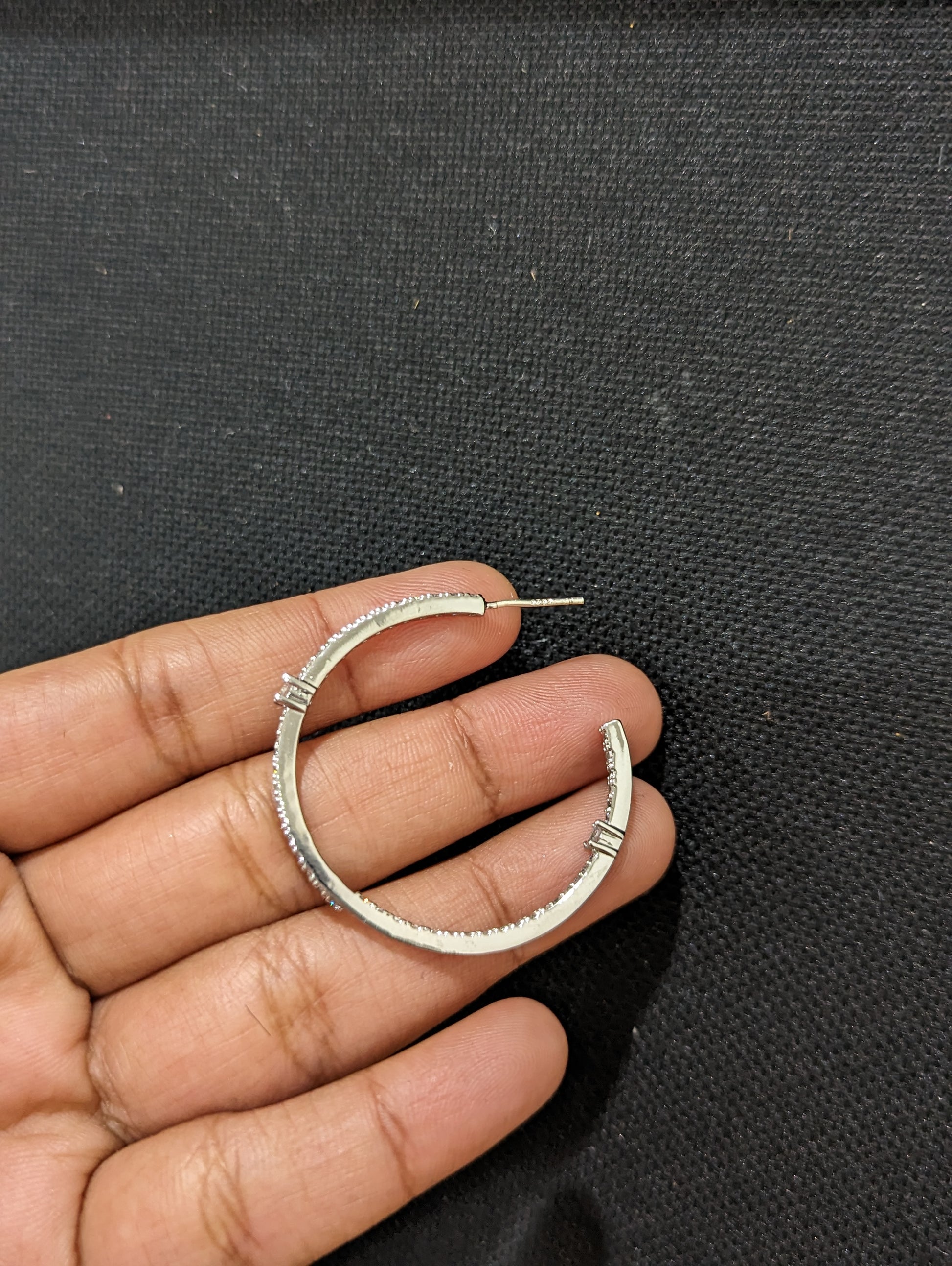 Micro cz stone Large hoop earrings - Simpliful
