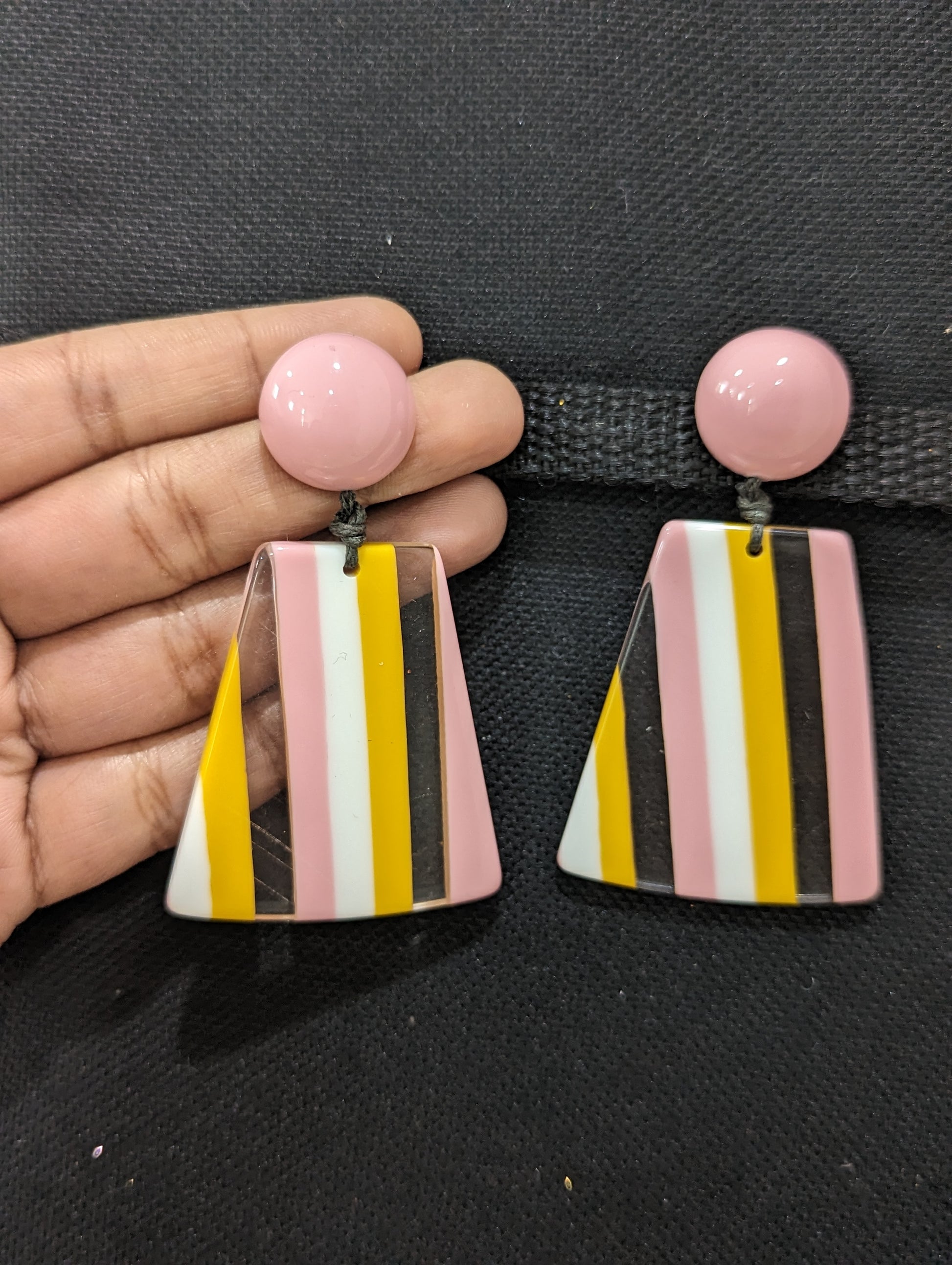 Vertical lined colorful plastic earrings – Simpliful Jewelry