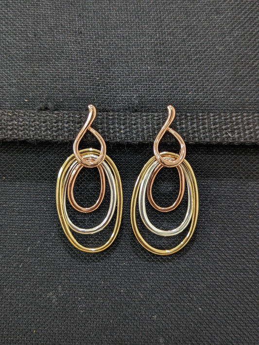 3 tone Oval designer Earring - Simpliful