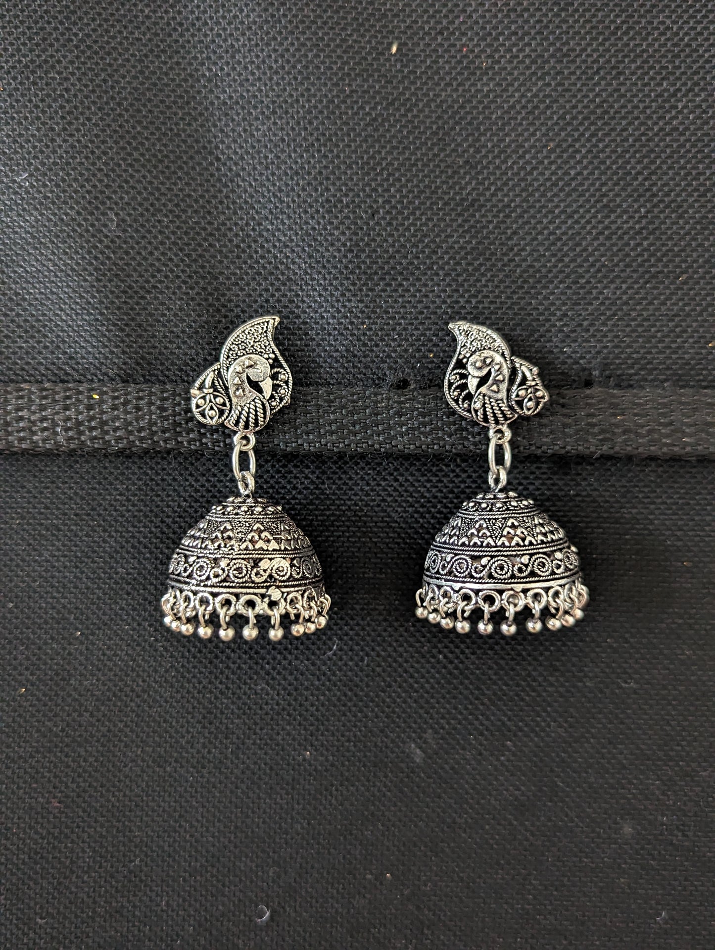 Oxidized silver Jhumka Earrings - Medium size