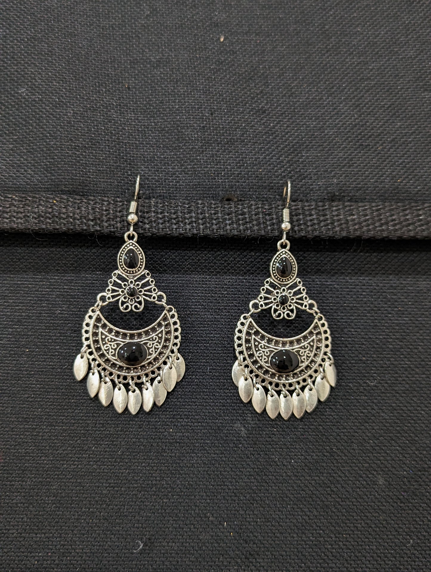 Antique silver enamel hook drop Earrings - 4 designs - Simpliful