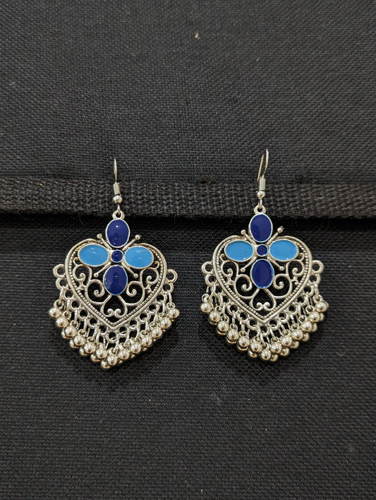 Antique silver enamel hook drop Earrings - 4 designs - Simpliful