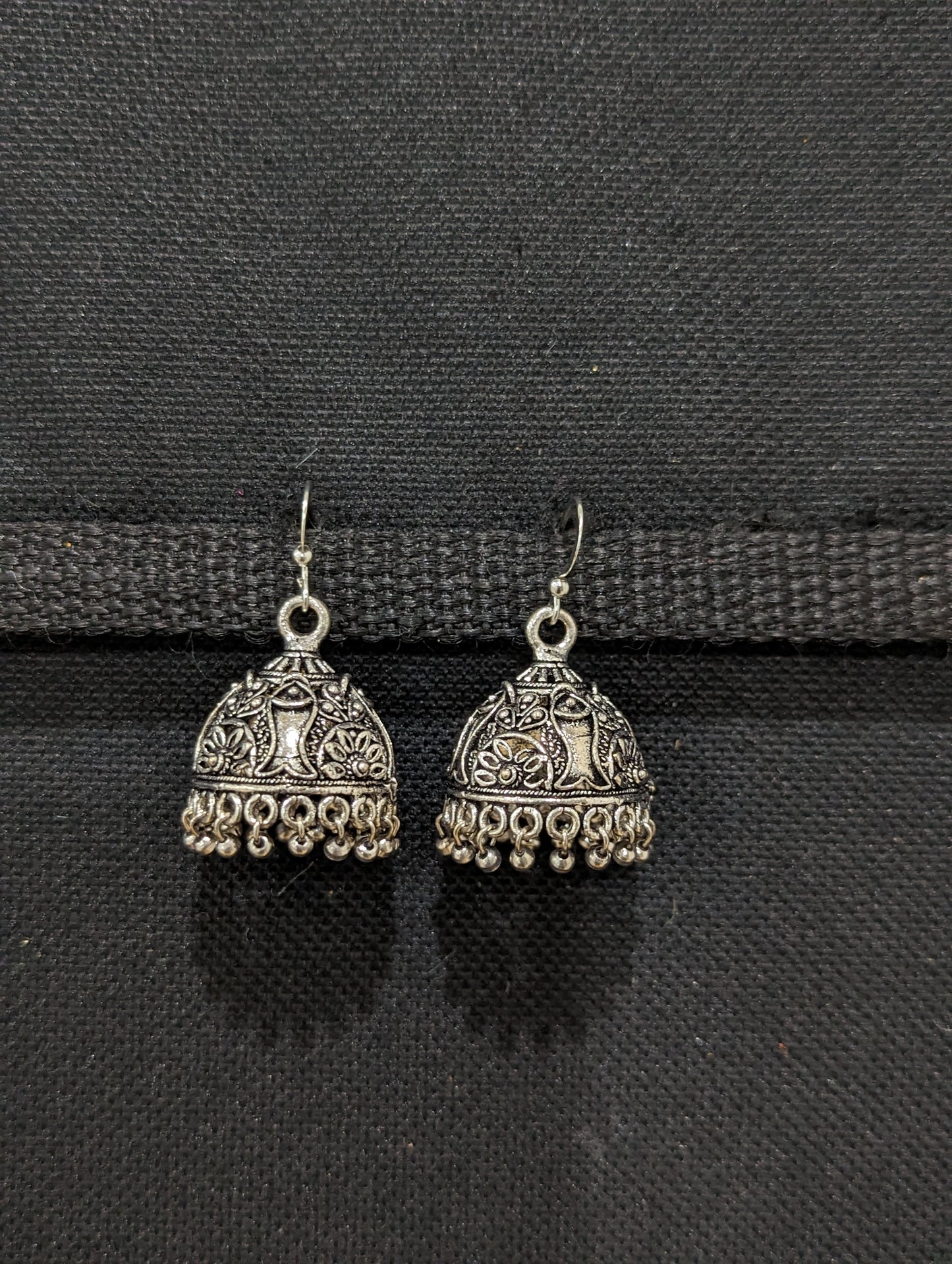 Oxidzed silver hook drop jhumka Earrings - 5 designs