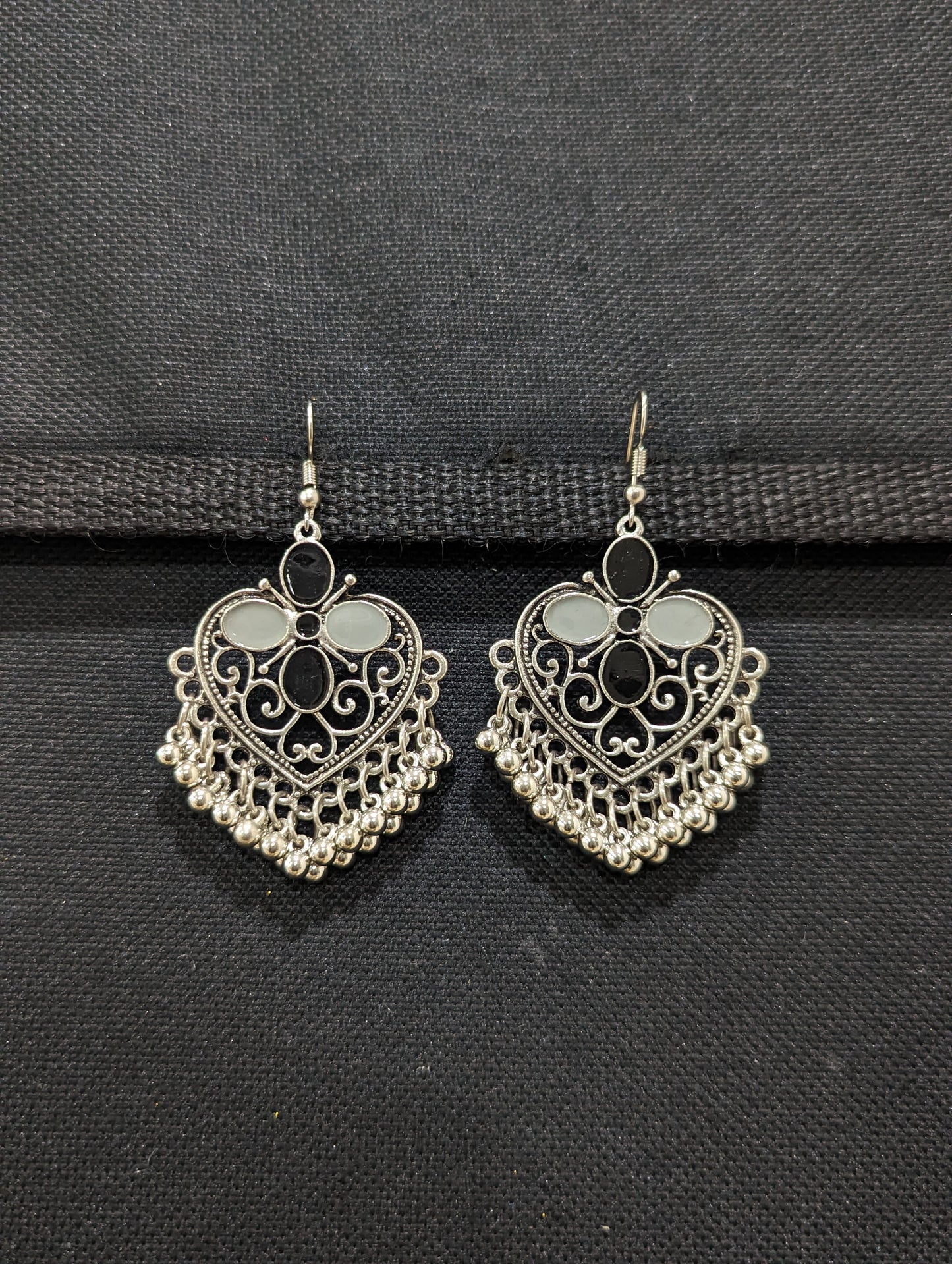 Antique silver enamel hook drop Earrings - 5 designs - Simpliful