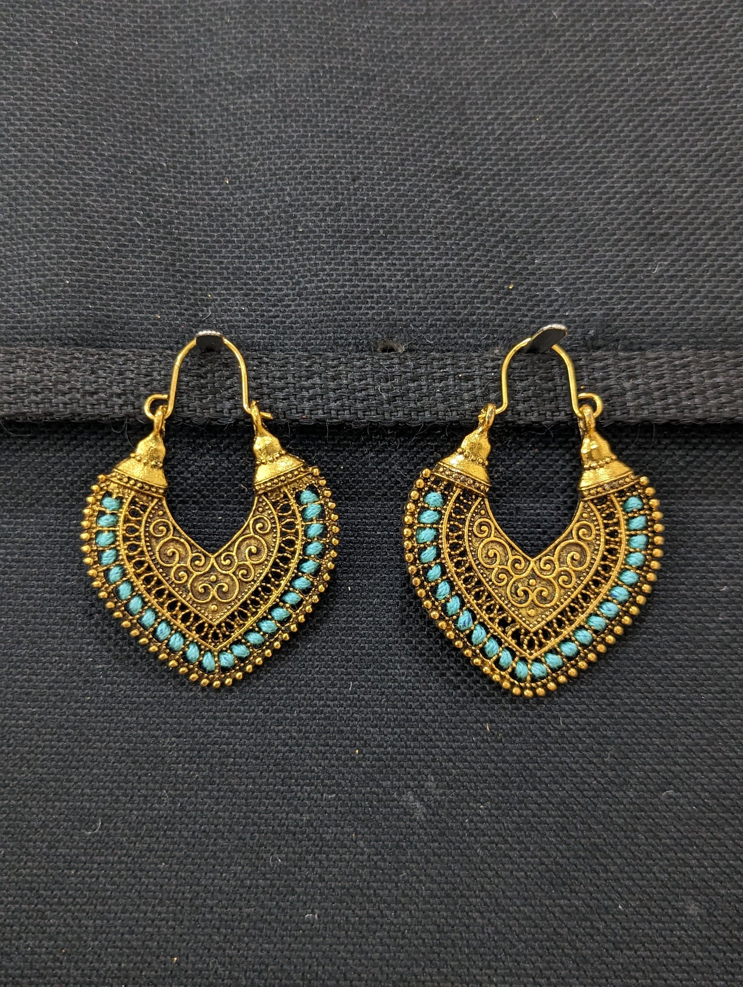 Antique gold oxidized hoop Earrings - 2 designs - Simpliful