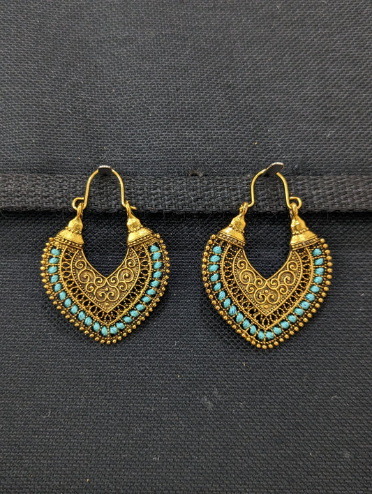 Antique gold oxidized hoop Earrings - 2 designs - Simpliful