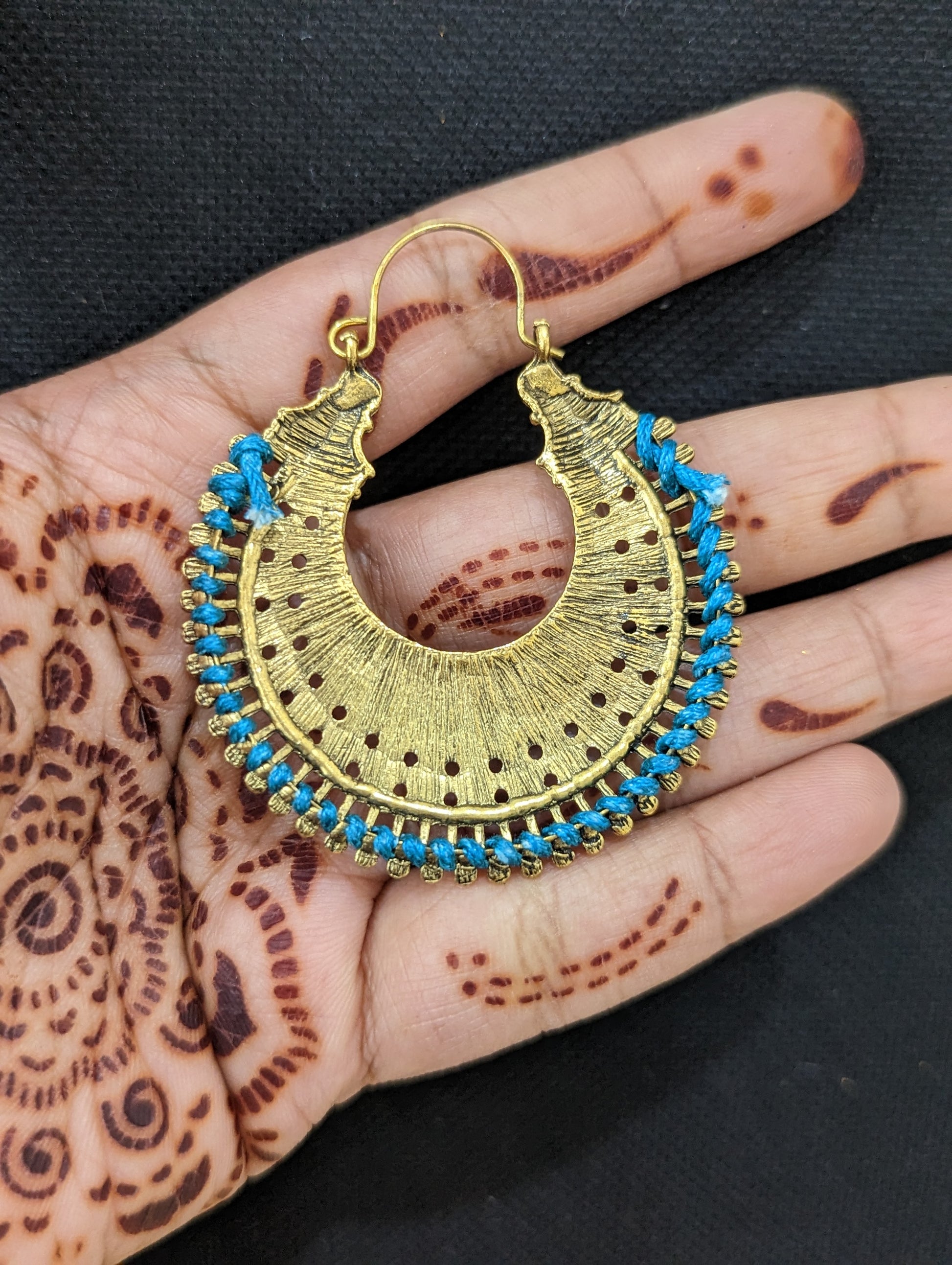 Antique gold oxidized hoop Earrings - 2 designs - Simpliful