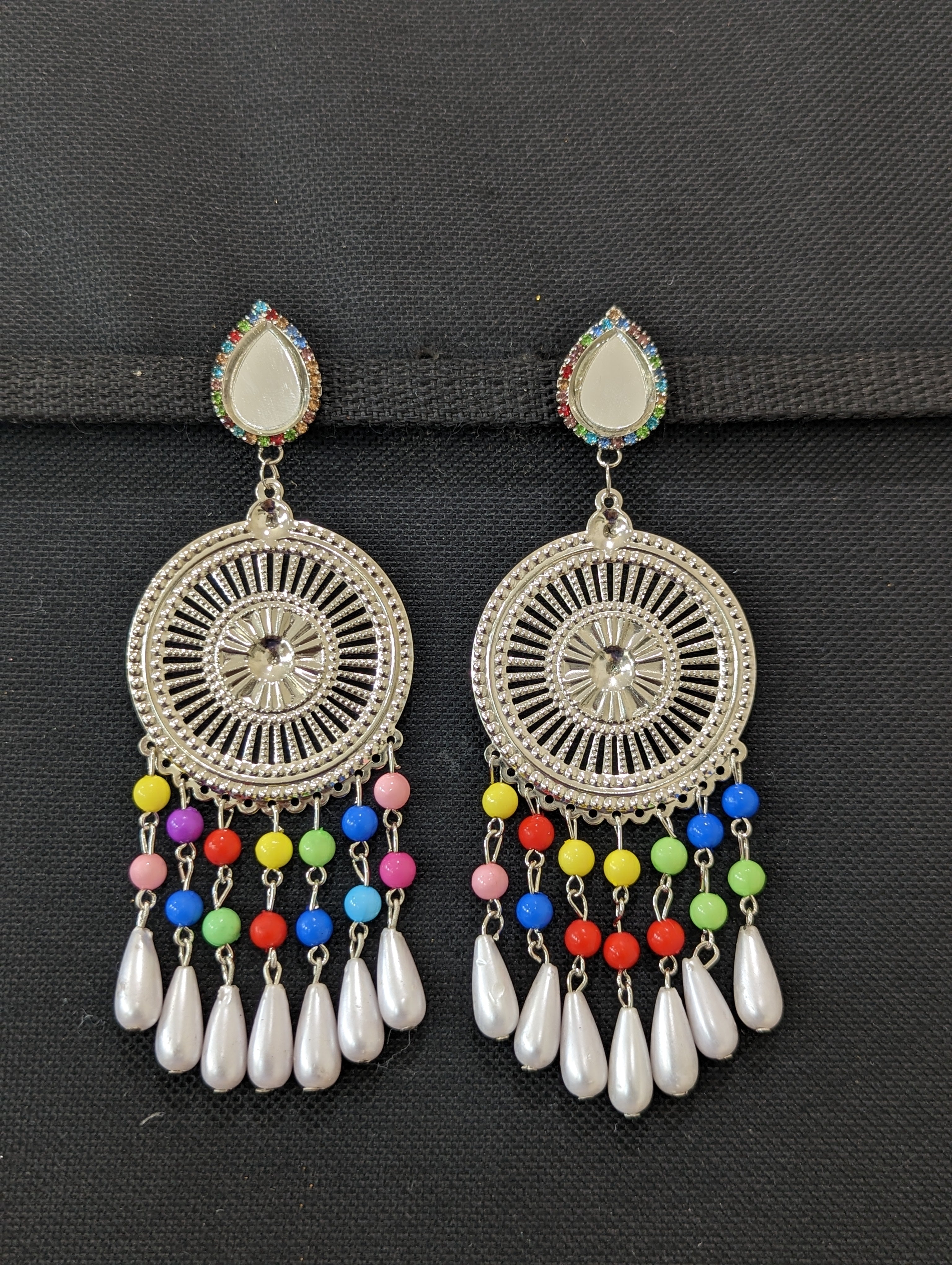 Indian chandbali mirror earrings, Indian jewelry, large earrings, mirror  jewelry, boho jewelry, belly dance jewelry, tribal ethnic earrings