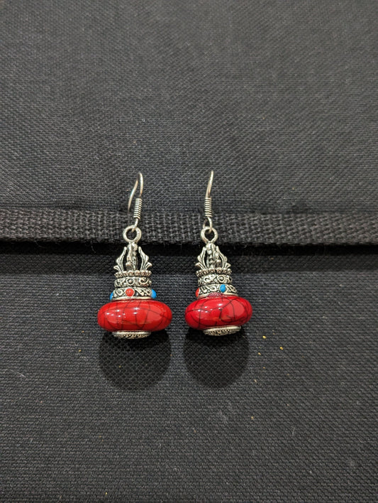 Oxidized silver resin bead hook drop earrings