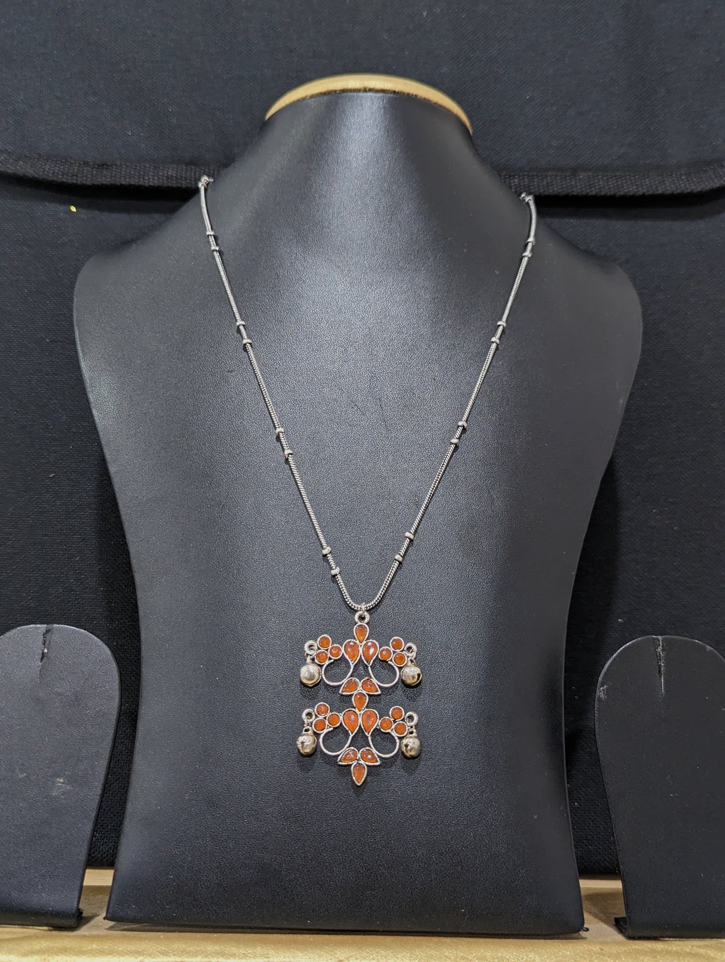 Oxidized Silver Ghunghru bead dangle Pendant Necklace