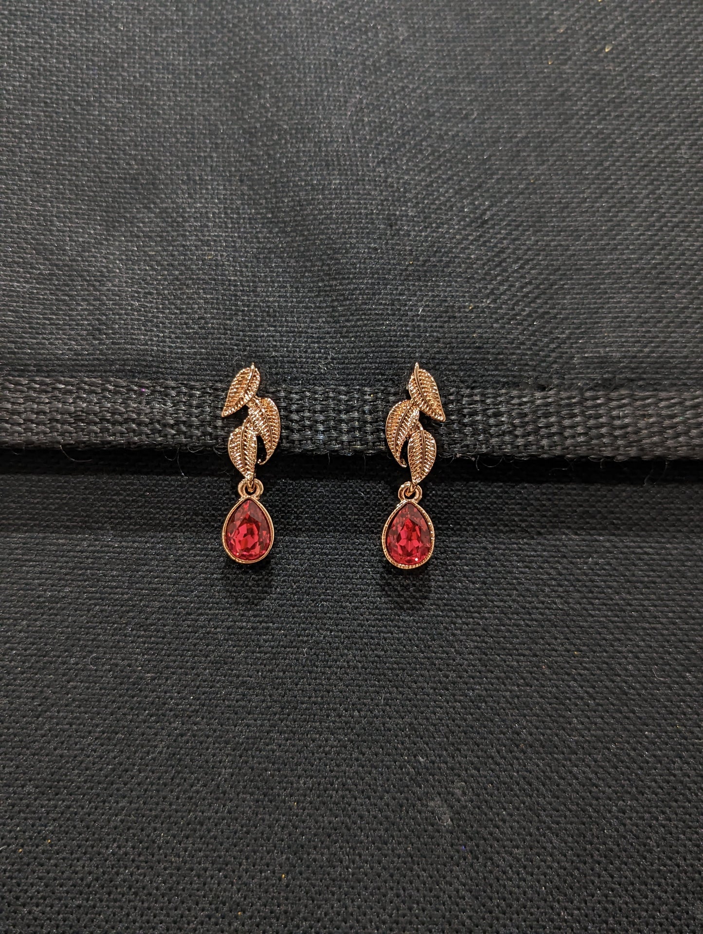 Leaf design Rose gold plated CZ Earrings