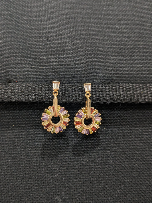 Multi color CZ Hollow circle earrings