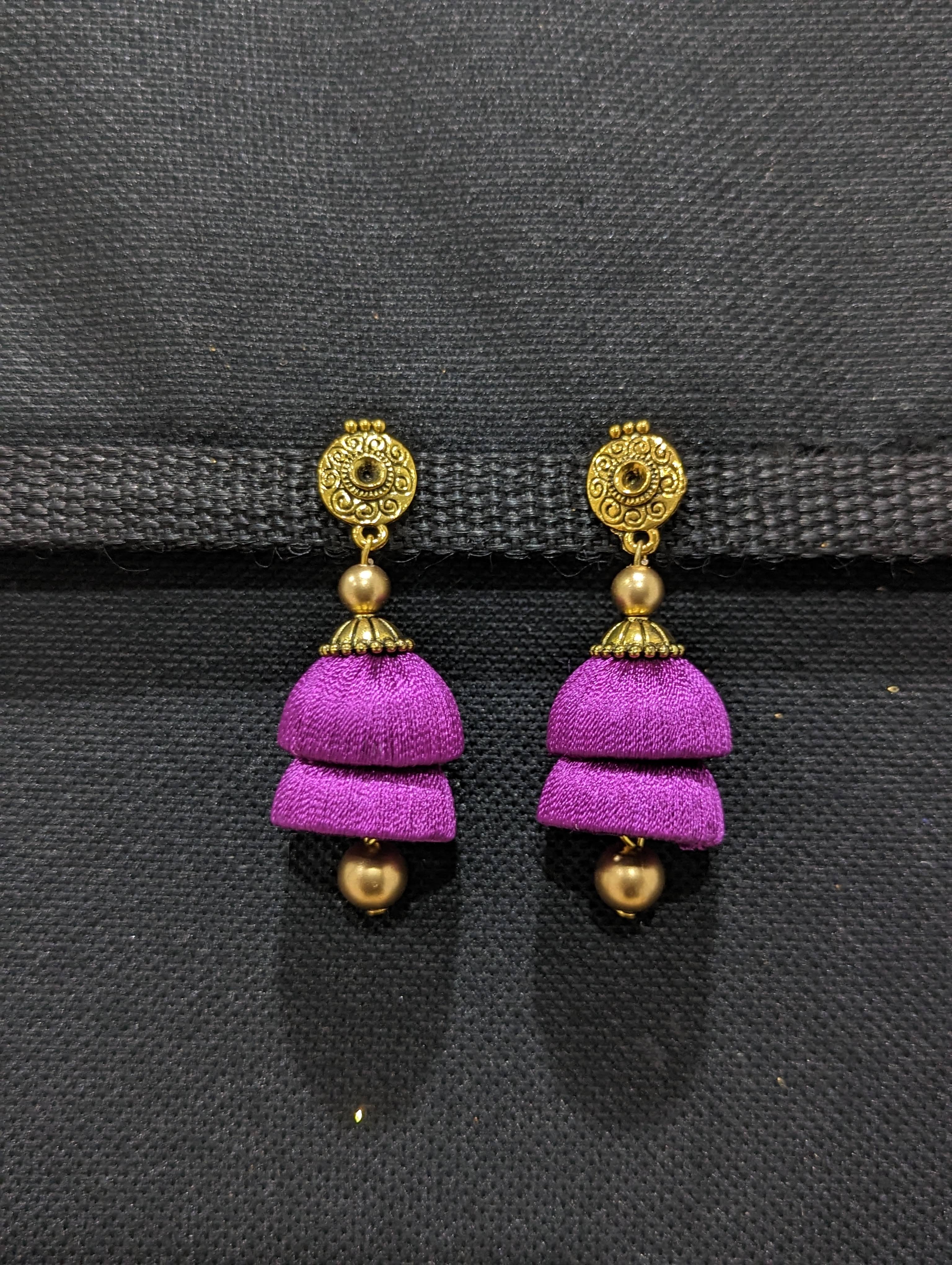 Purple Lilac Bollywood Jhumka Boho India Earrings Mughal Minakari by  Minoubazaar - Etsy