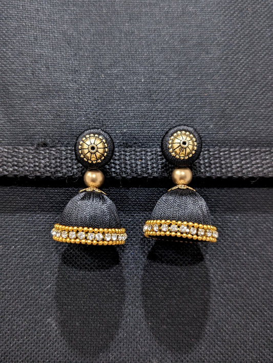 Silk Thread Jhumka Earrings - Medium size - Simpliful