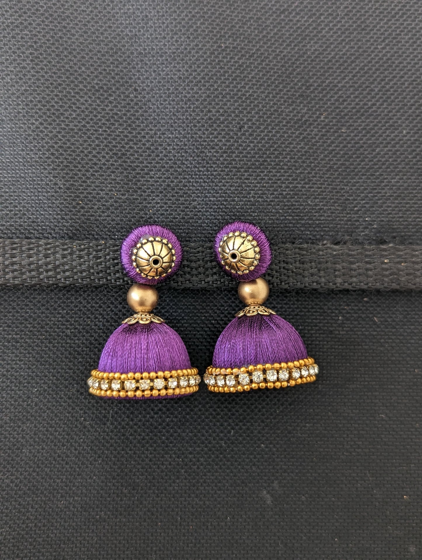 Silk Thread Jhumka Earrings - Medium size - Simpliful