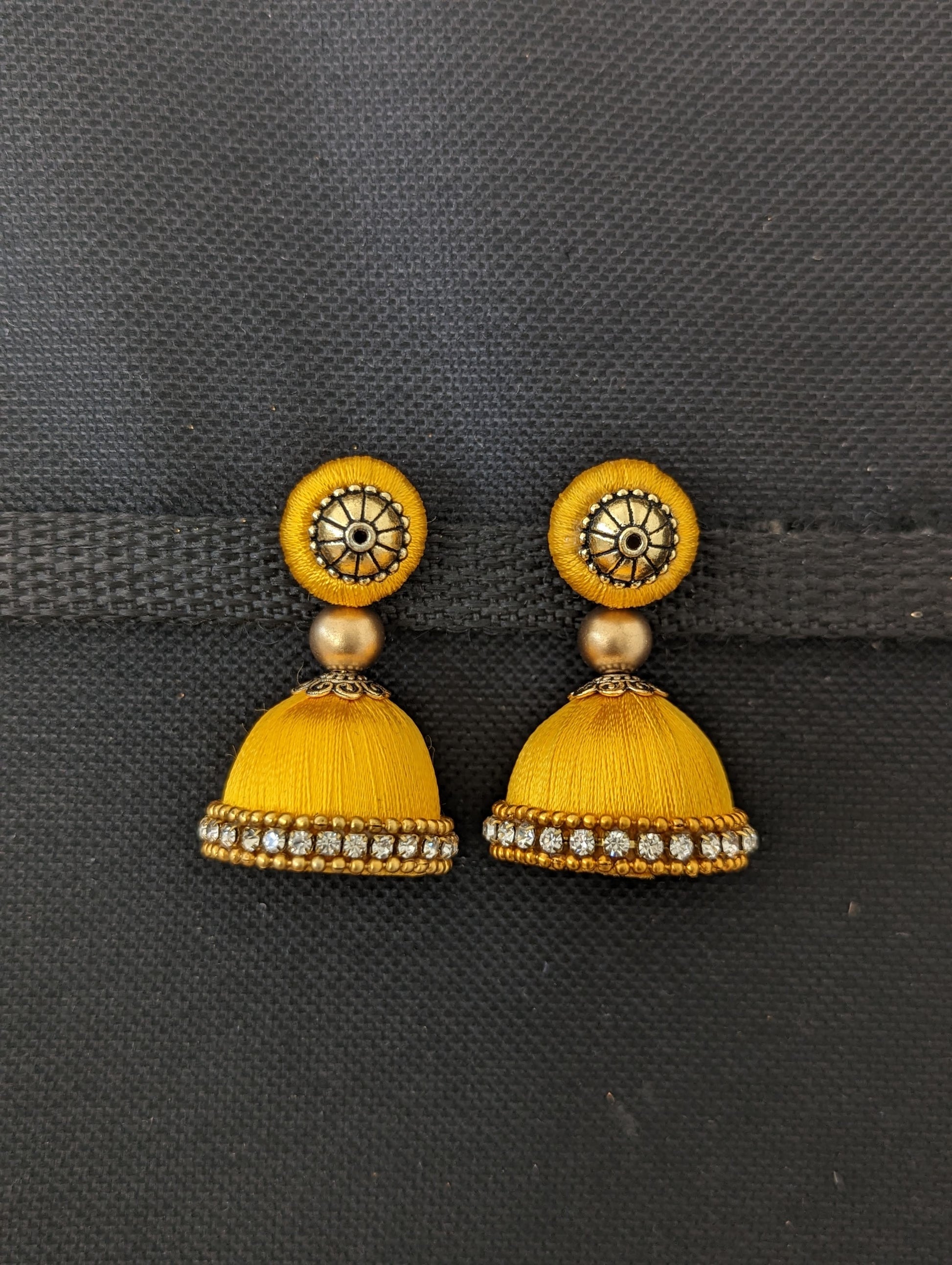 Silk Thread Jhumka Earrings - Medium size - Simpliful