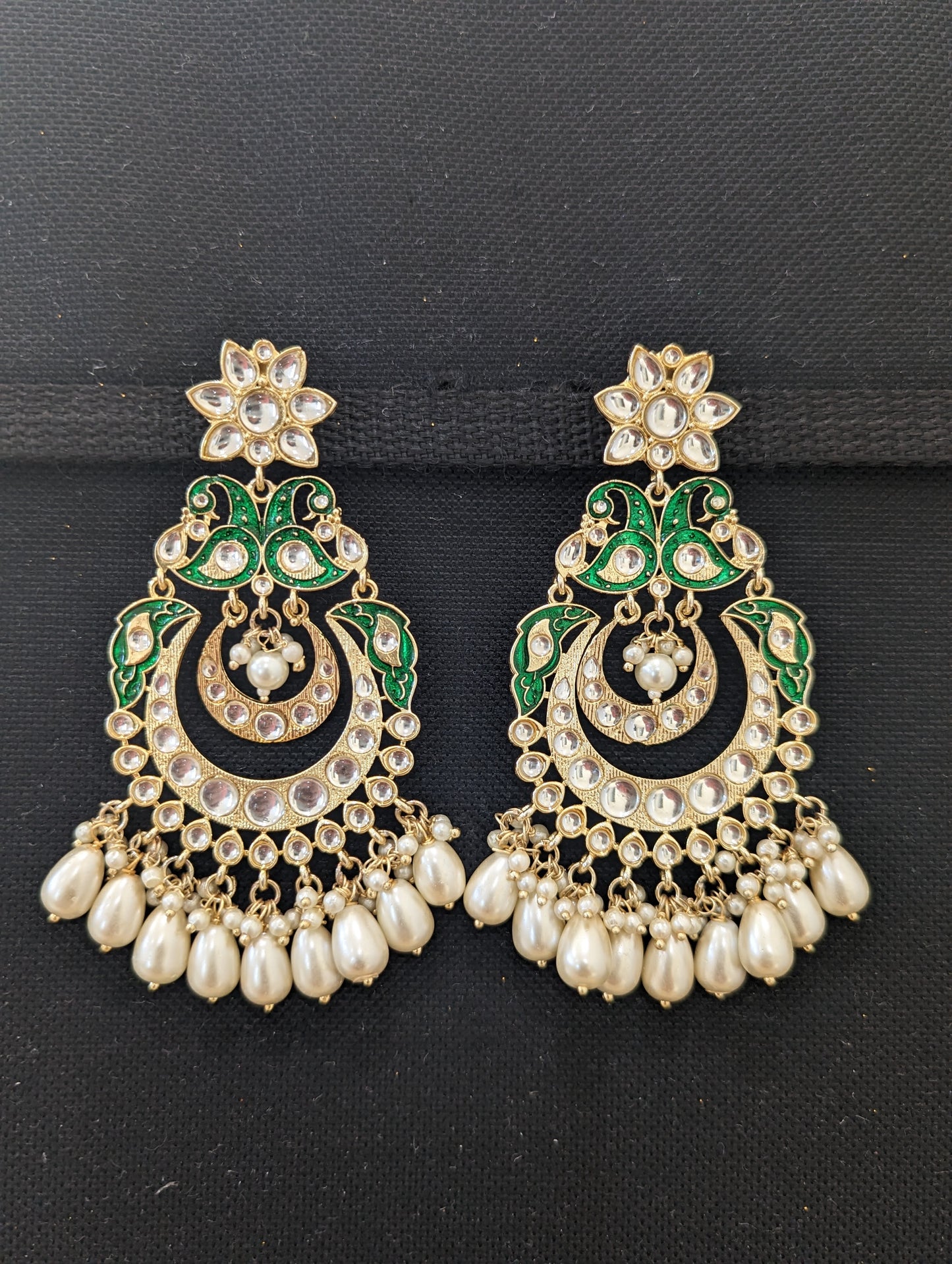 XL size Chandbali Kundan Peacock Statement Earrings