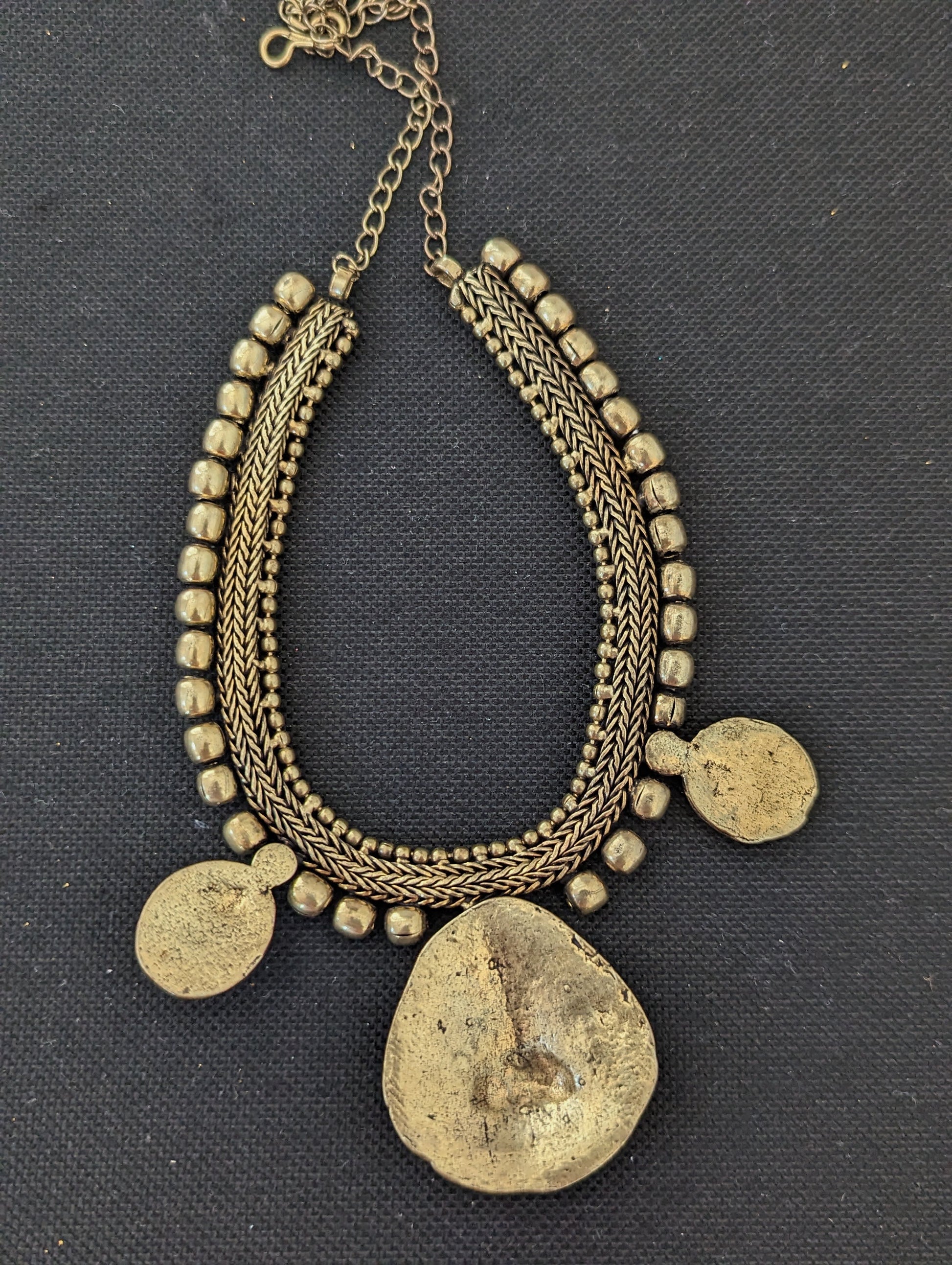 Antique brass finish Goddess Lakshmi Choker Necklace - Simpliful