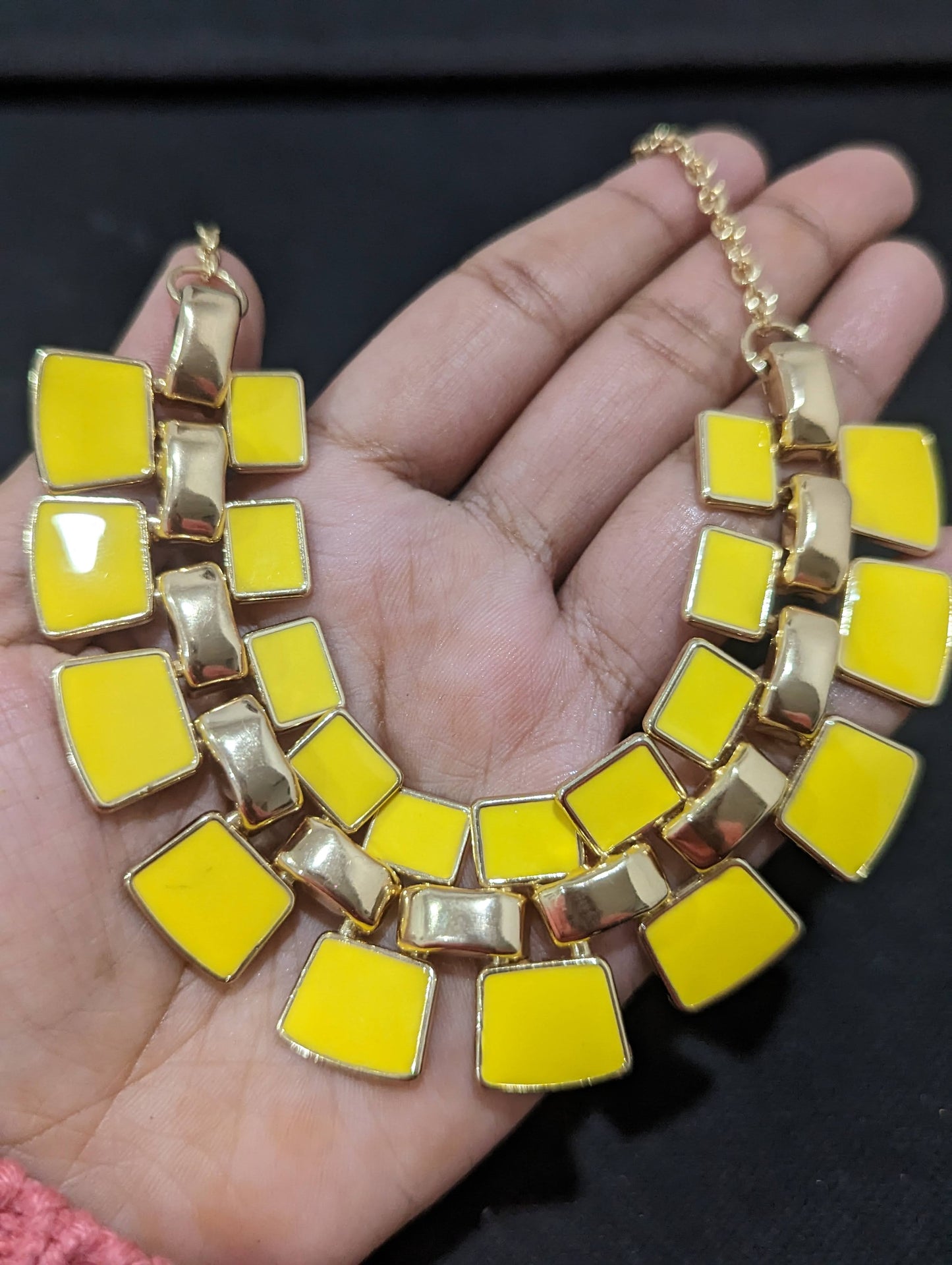 Yellow Enamel Fashion Necklace - Simpliful