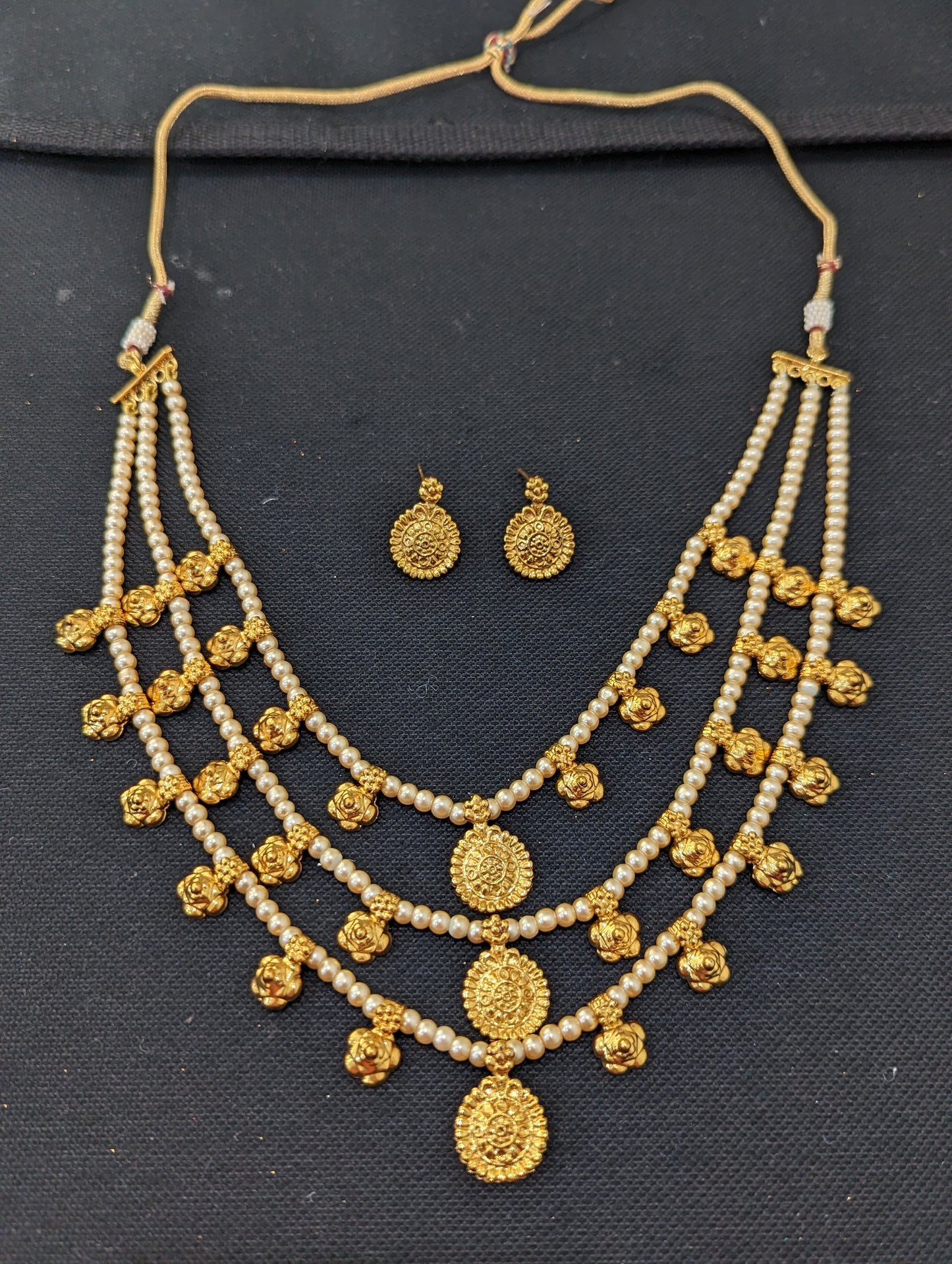 Multi stranded bead necklace and Earrings set