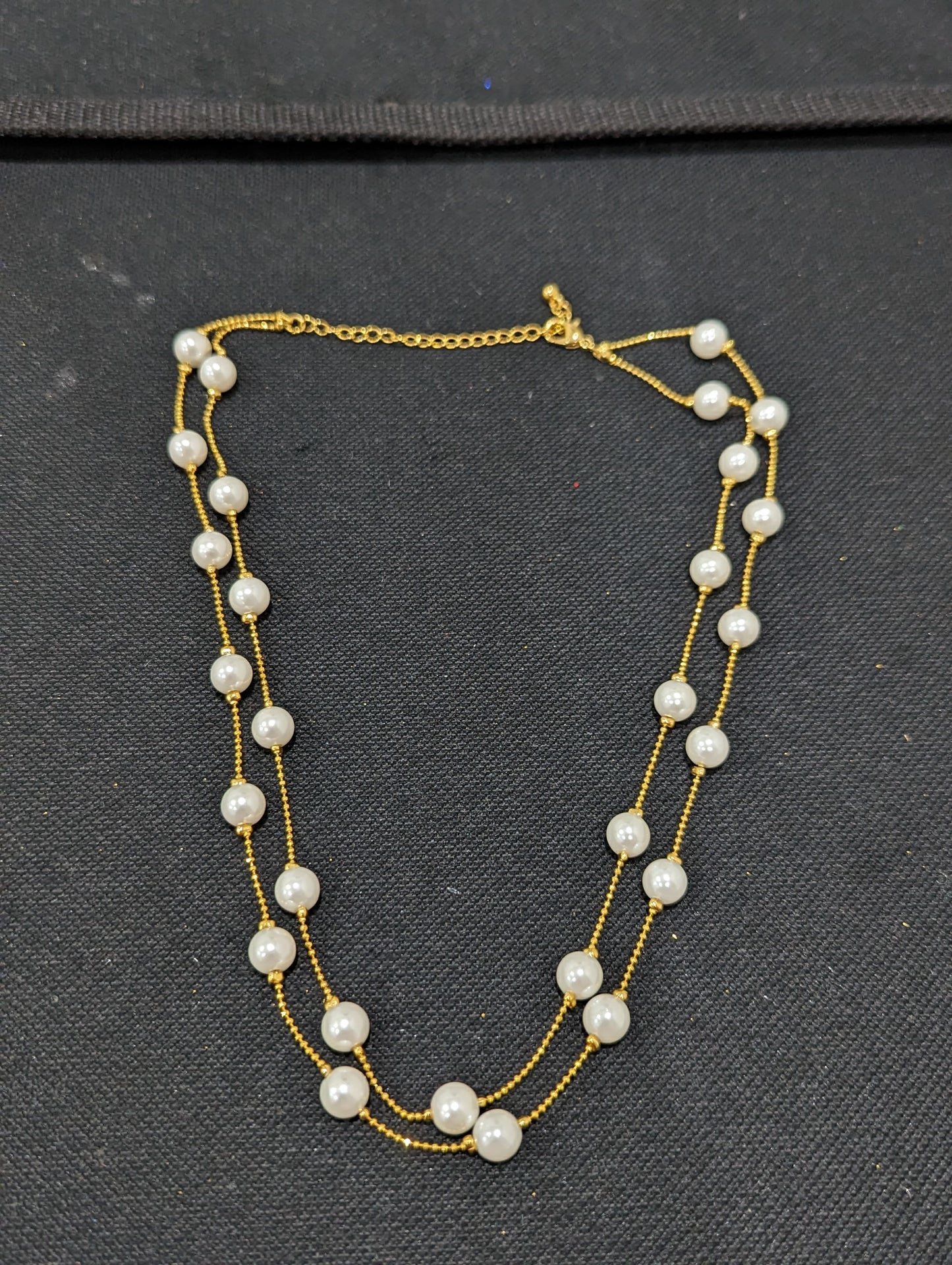Dual stranded pearl bead Choker chain necklace