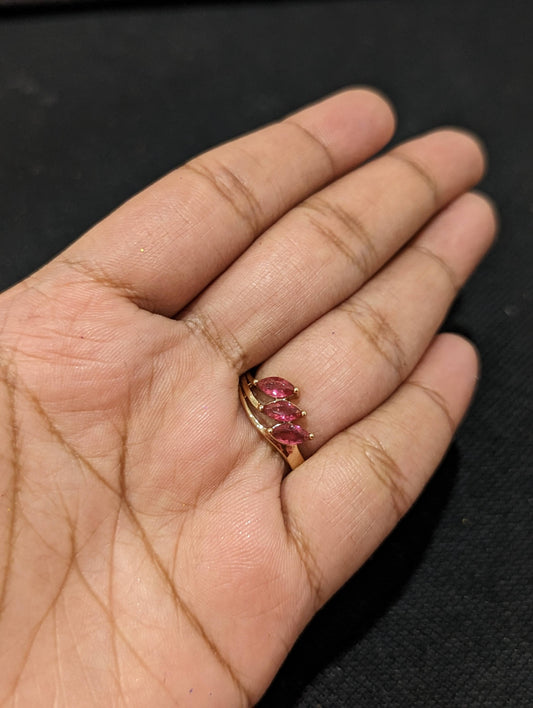 3 stone Ruby CZ Finger ring - Simpliful