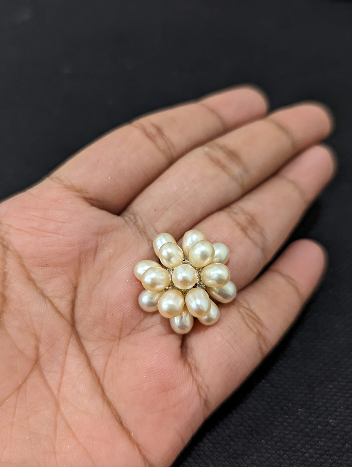Natural pearl clustered adjustable Finger ring - Simpliful