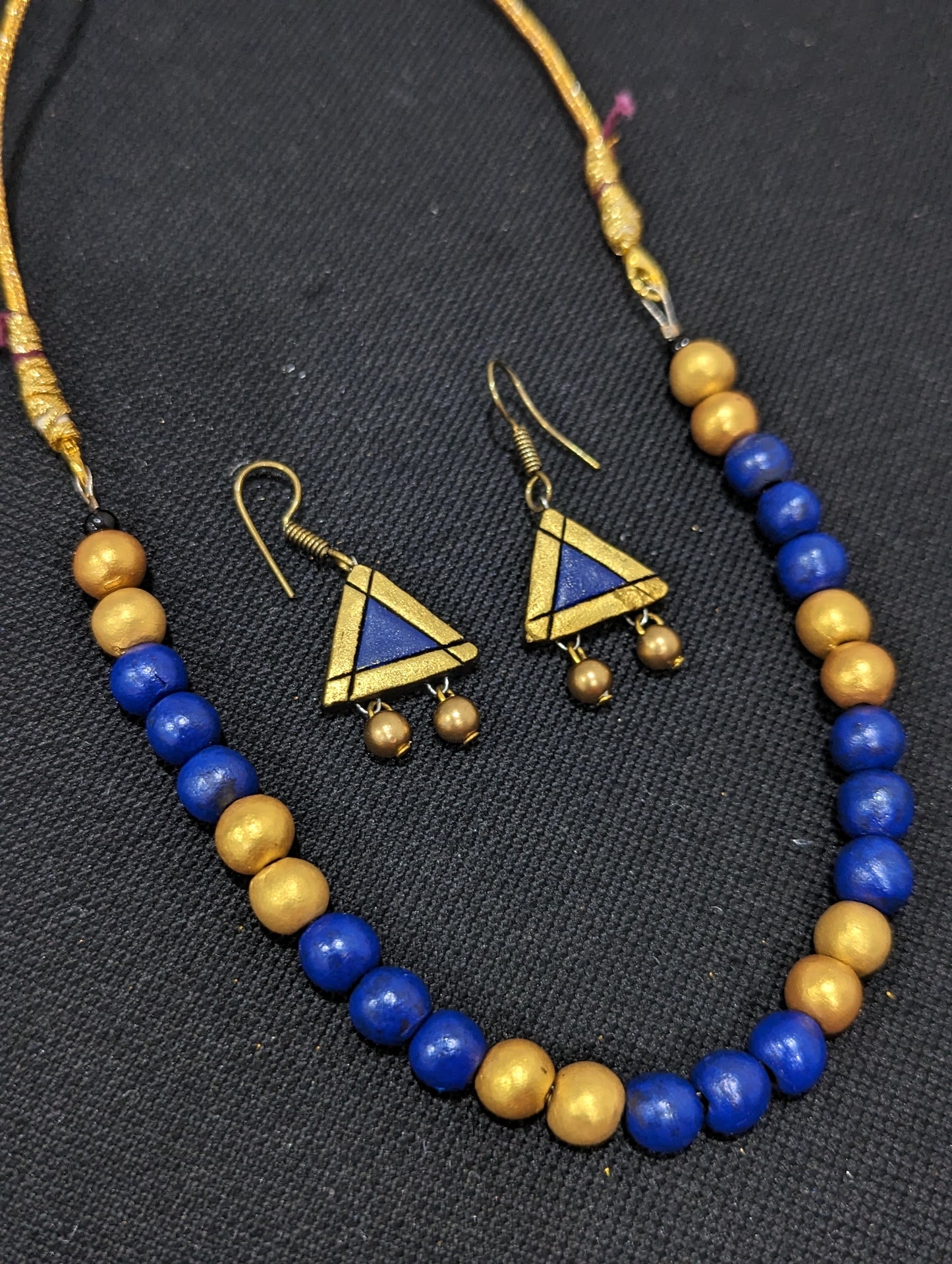 Terracotta beaded Necklace and earrings Set