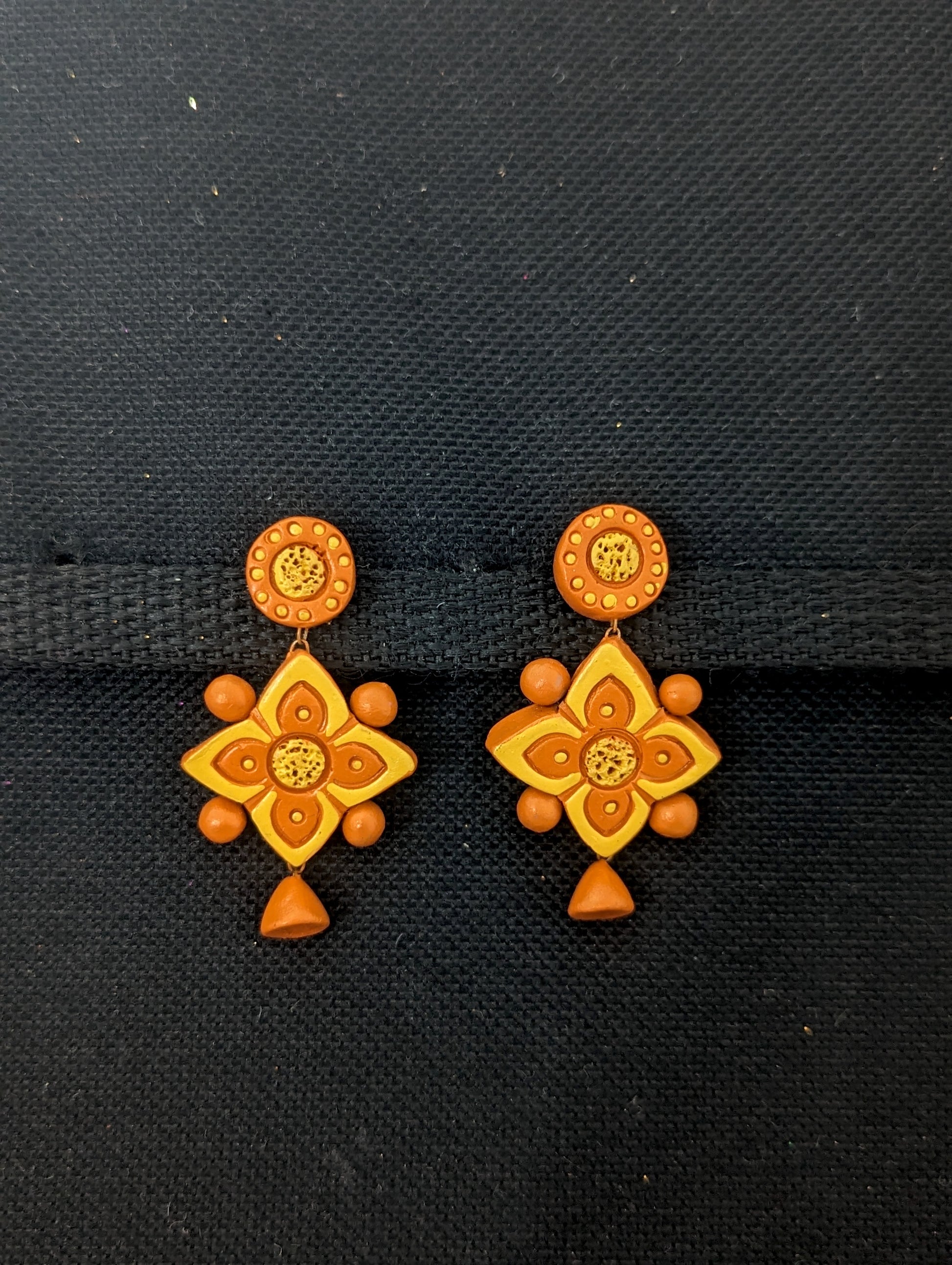 Terracotta Orange Yellow Earrings - Simpliful