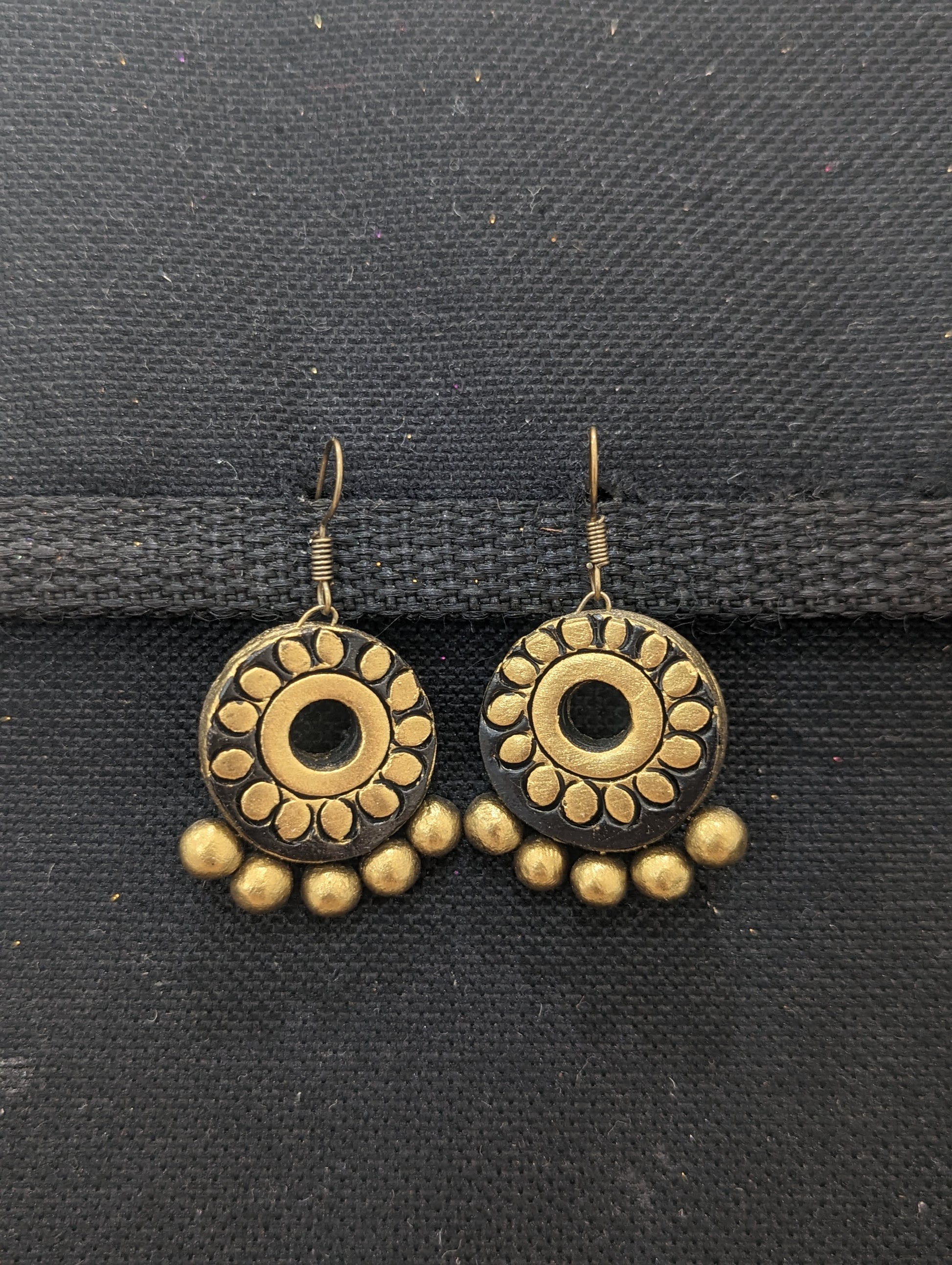 Terracotta Flower design hook drop Earrings - Simpliful