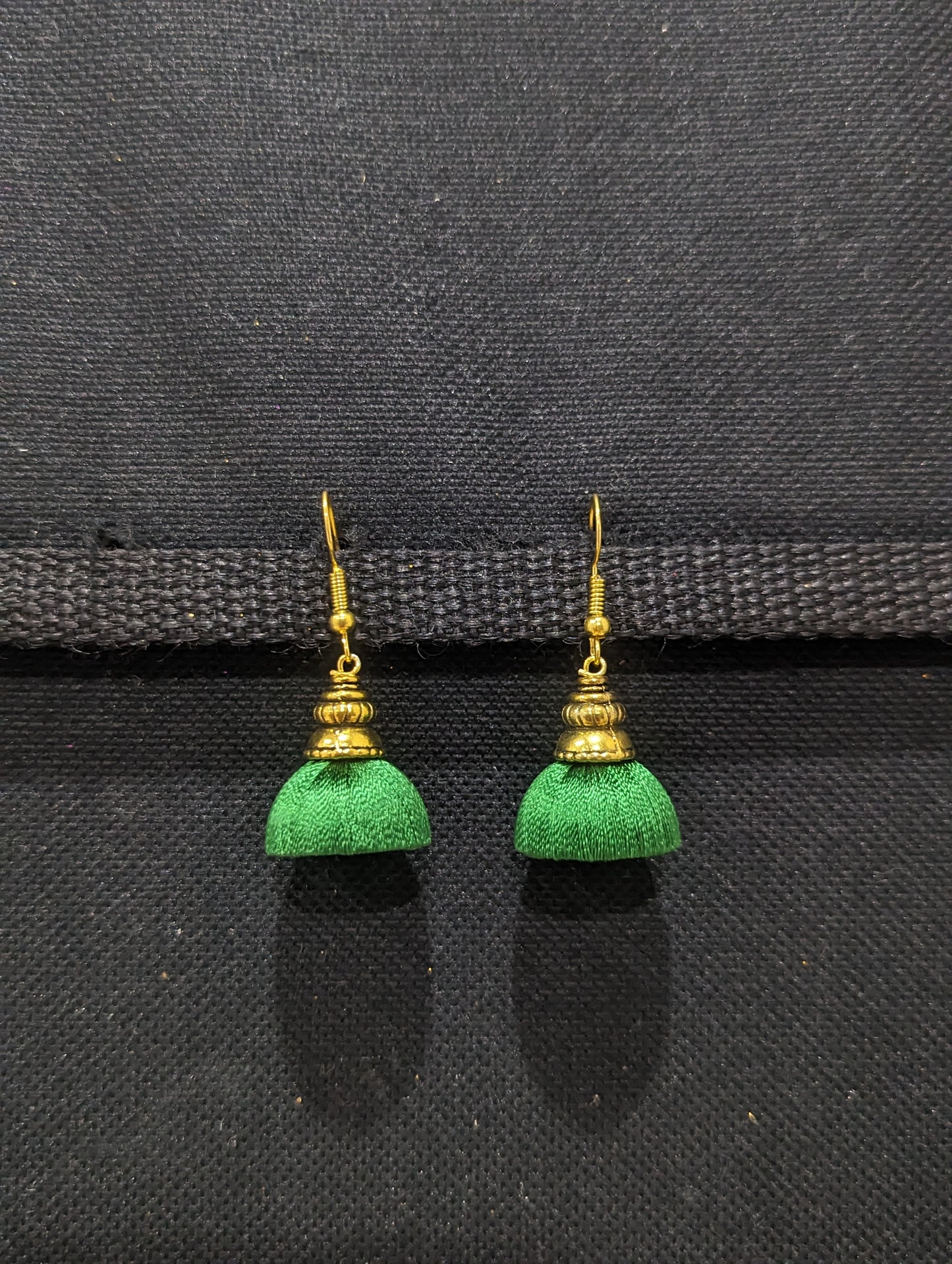 Silk Thread Gold cap small Jhumka Earrings - Simpliful