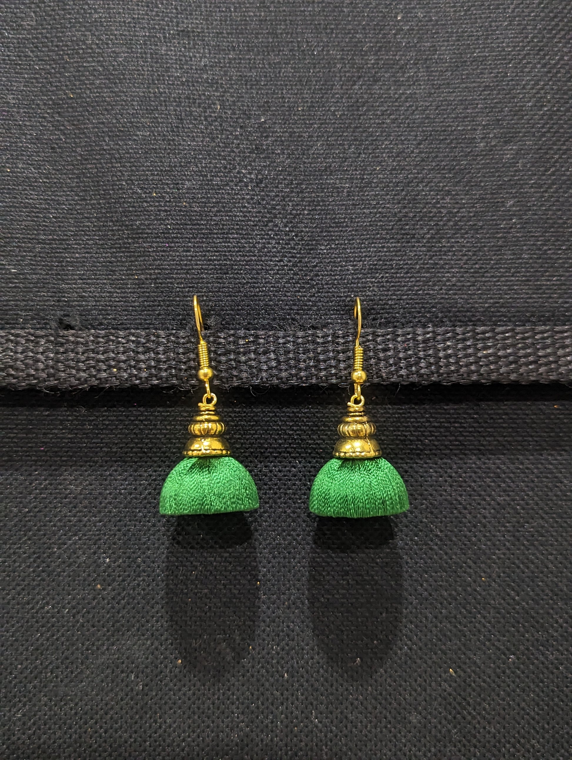 Silk Thread Gold cap small Jhumka Earrings - Main Image