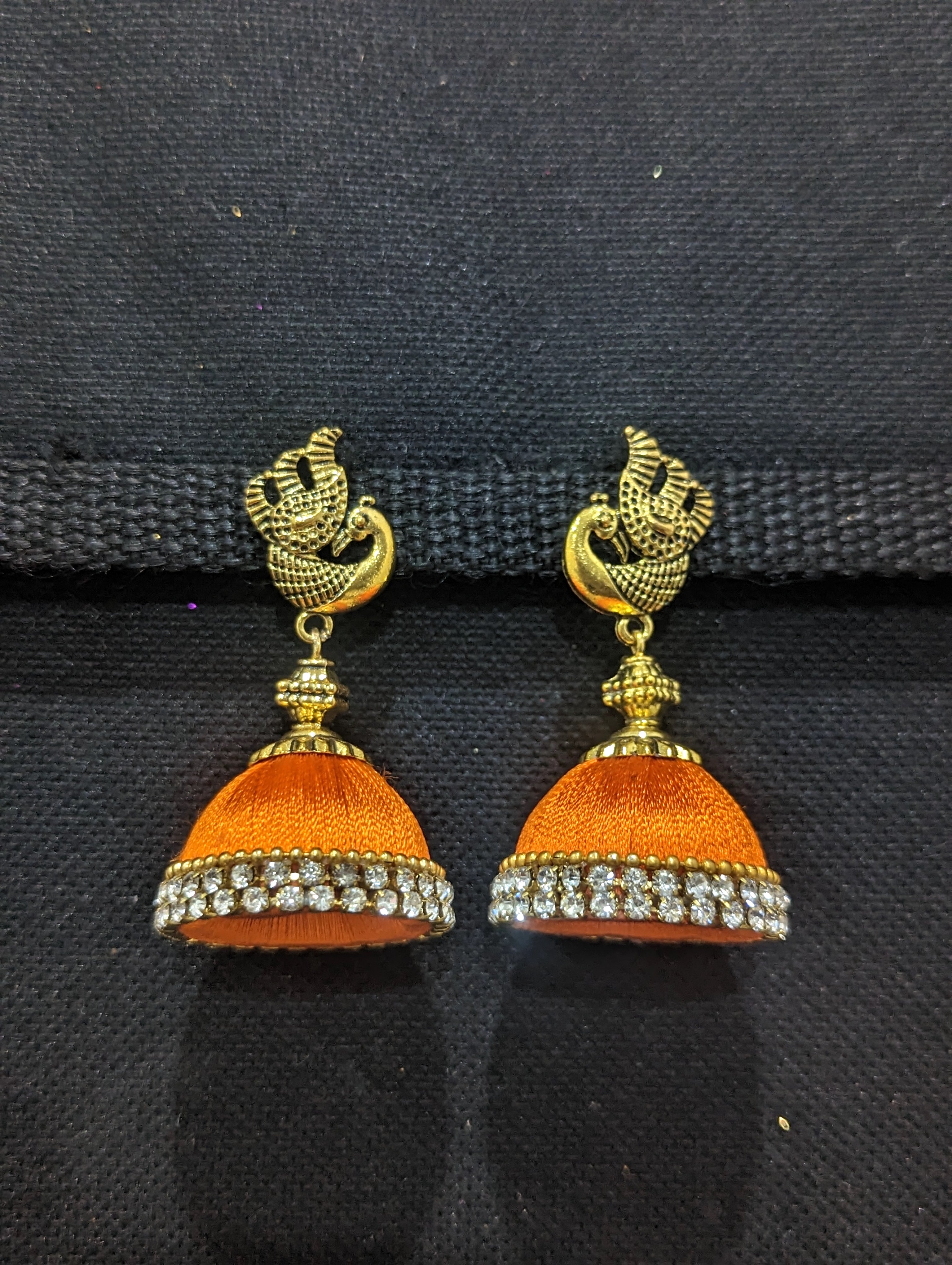 Yaalz Silk Thread Jhumka Earrings With Kundan Stone Work With Pearl St