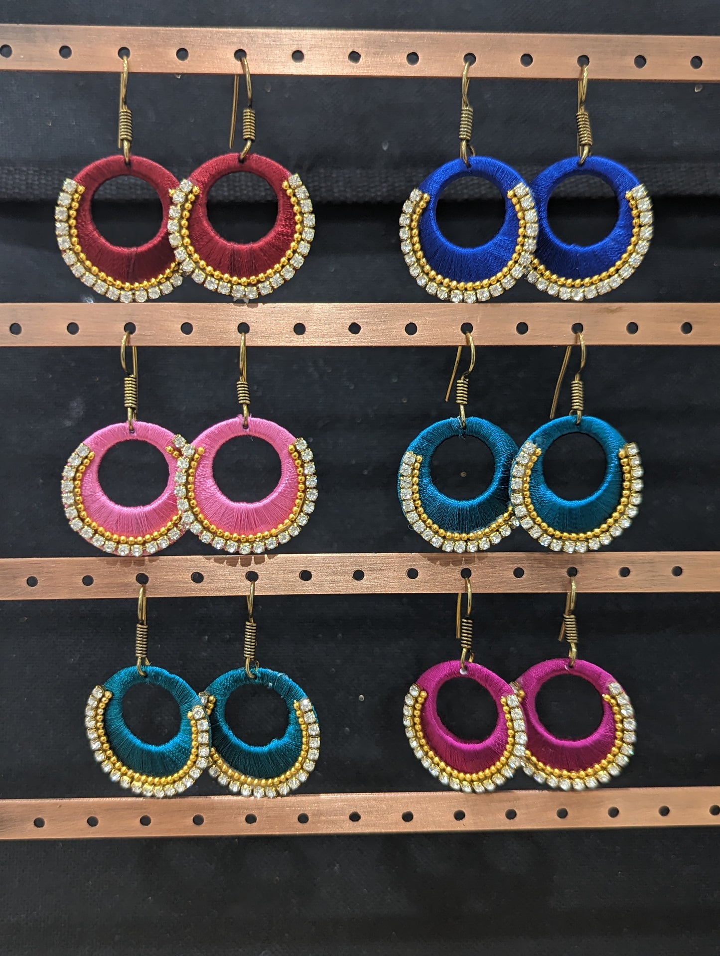 Silk thread Circle Chandbali Earrings